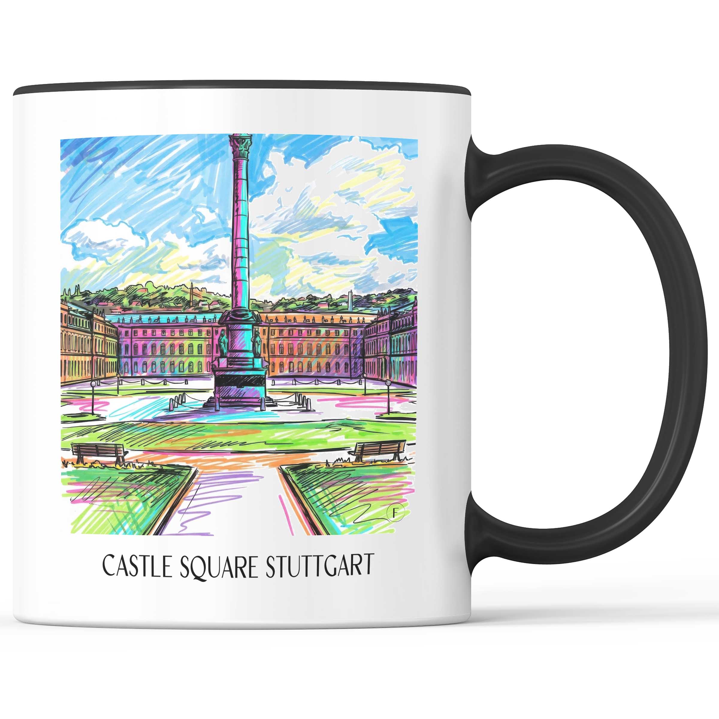 Schlossplatz Kaffeebecher - Stuttgart - Deutschland Becher - Kaffeetasse im Tag Graffiti Stil