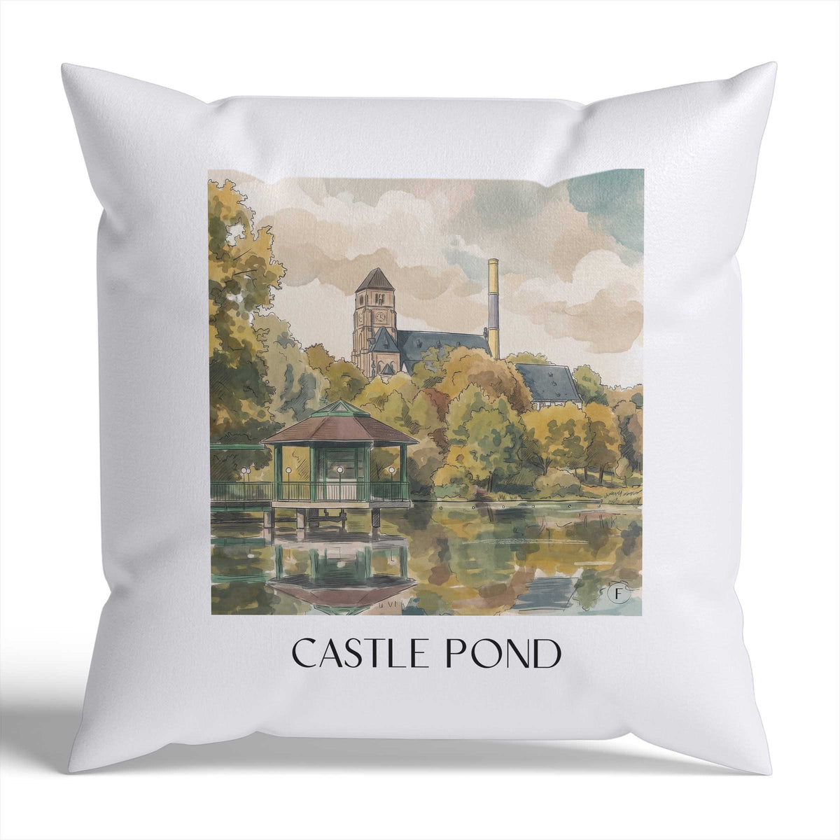 Schlossteich Kissenhülle - Zierkissen Bezug - Chemnitz - Deutschland Kissen bzw. Kissenbezug im Aquarell Stil - favplace