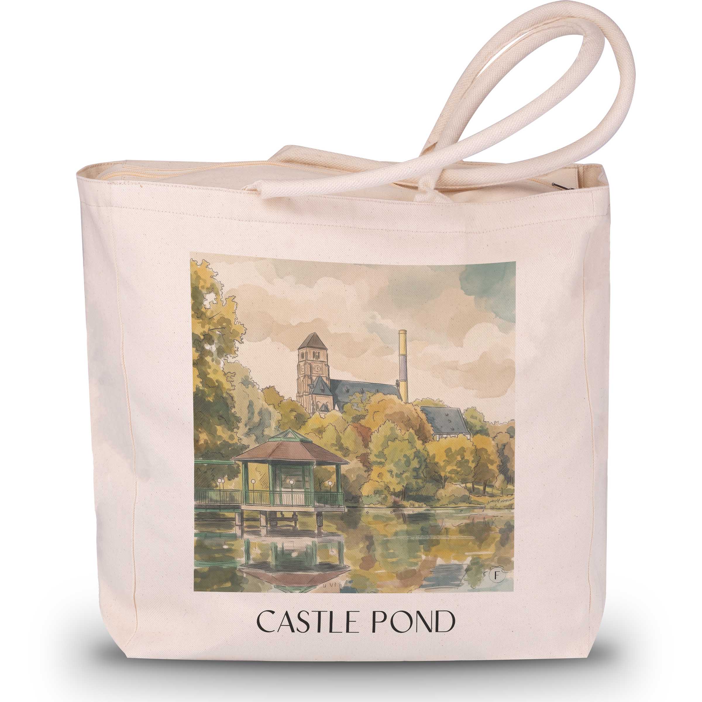 Schlossteich Shopping Tasche - Chemnitz - Deutschland Tote Bag - Einkaufstasche im Aquarell Stil - favplace