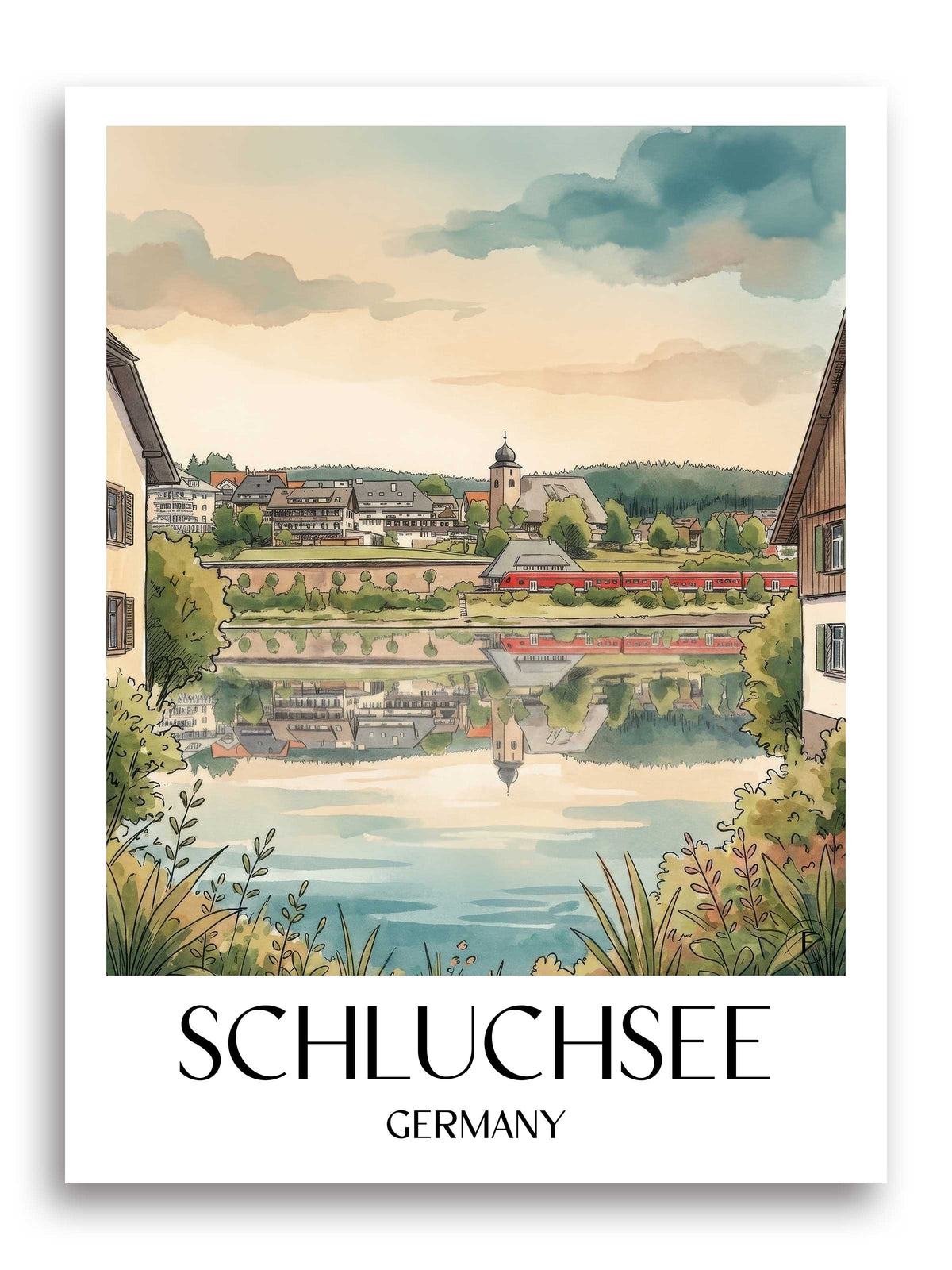 Schluchsee Poster - Schwarzwald - Deutschland Kunstdruck - Aquarell von A4 bis A1 - favplace