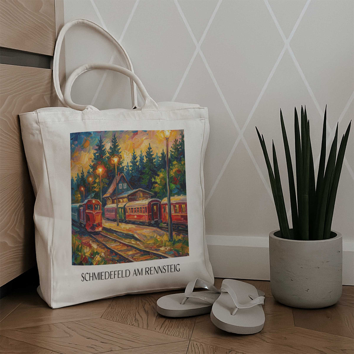 schmiedefeld-am-rennsteig-thüringer-wald-deutschland-einkaufstasche-oil-painting-oelgemaelde