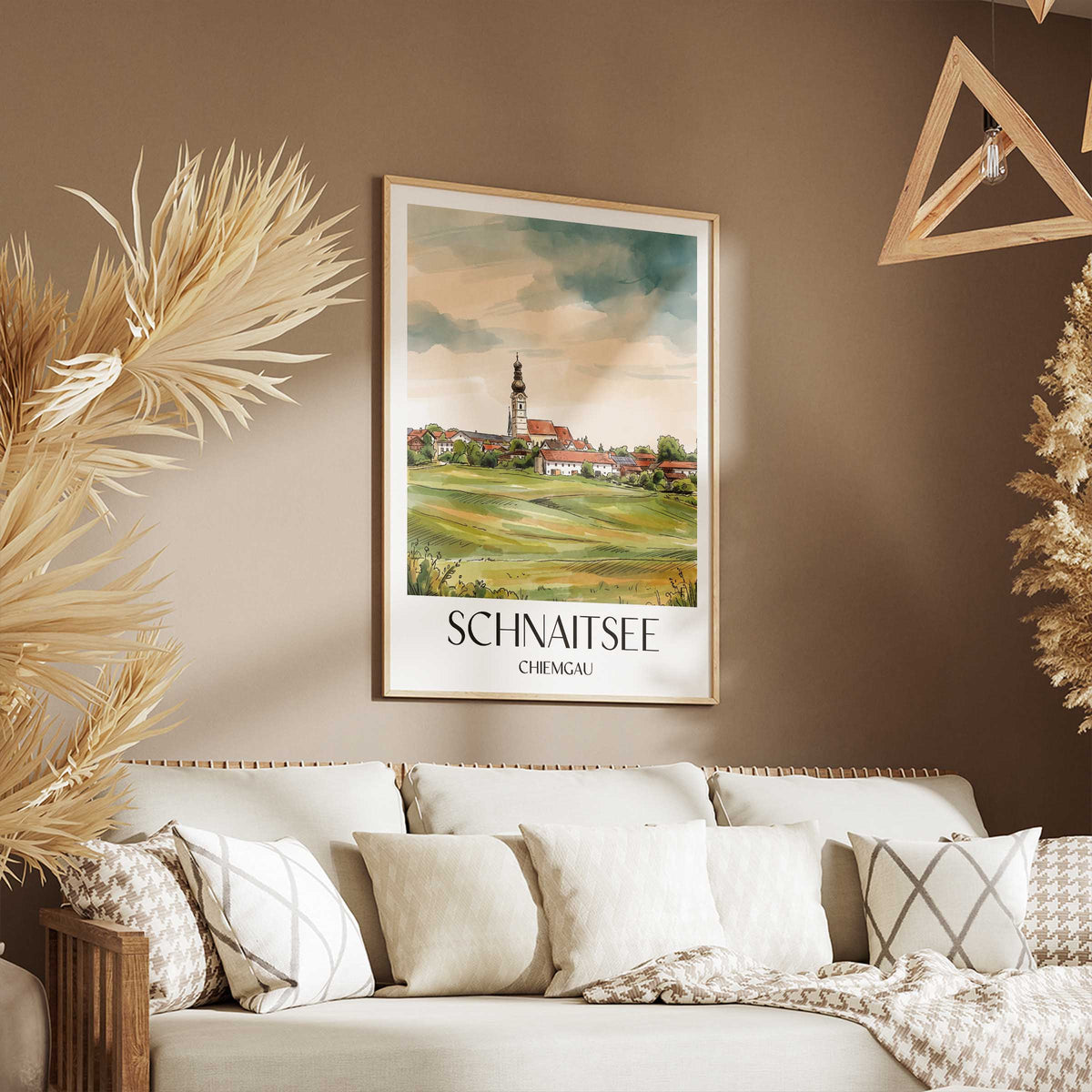 schnaitsee-chiemgau-deutschland-poster-aquarell