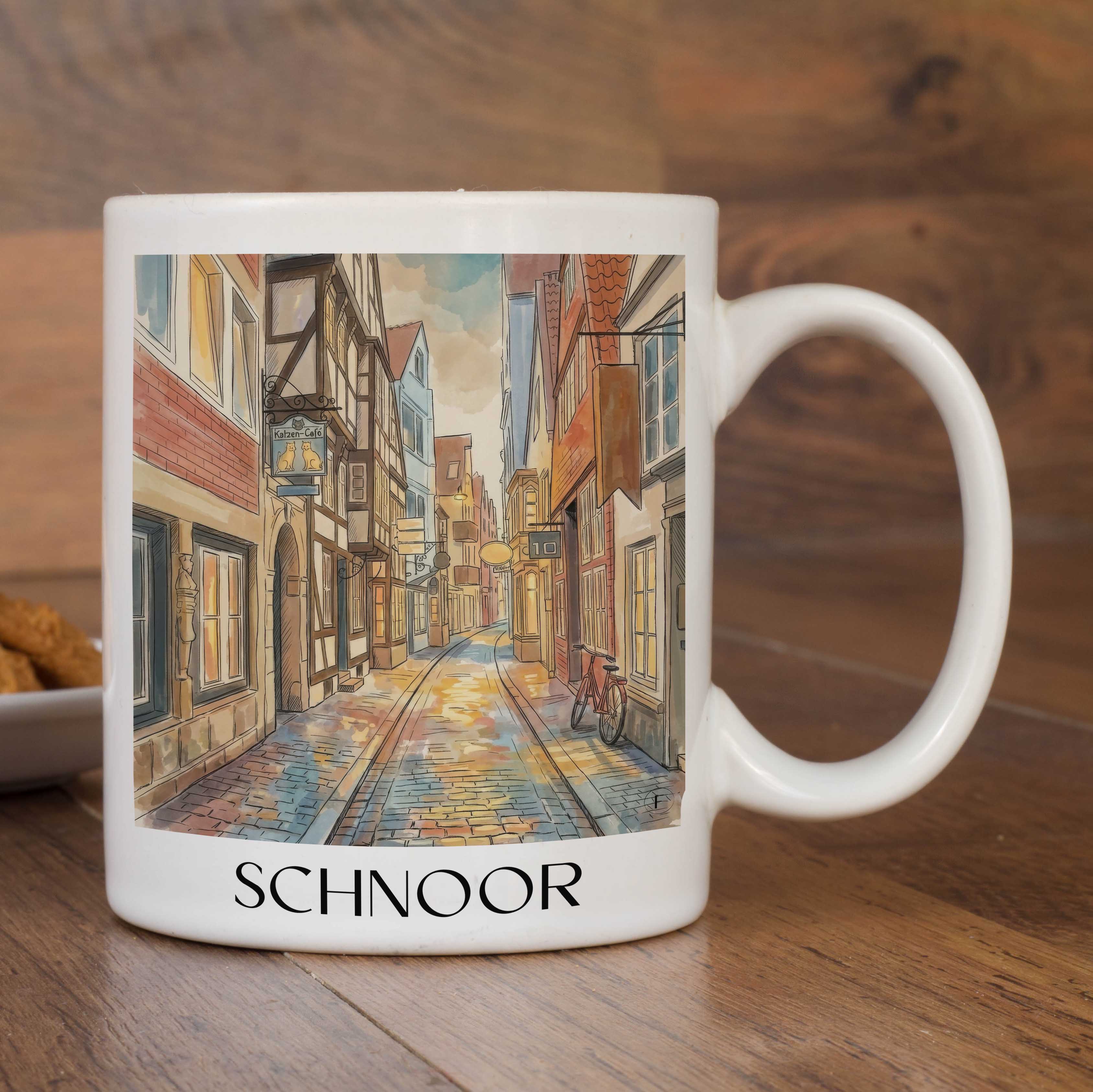 schnoor-bremen-deutschland-kaffeebecher-aquarell