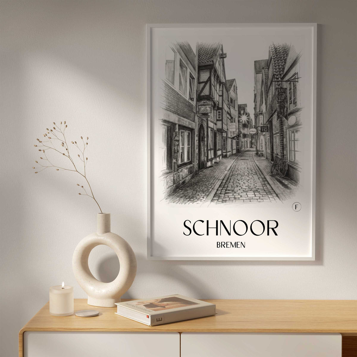 schnoor-bremen-deutschland-poster-bleistift-zeichnung-drawing