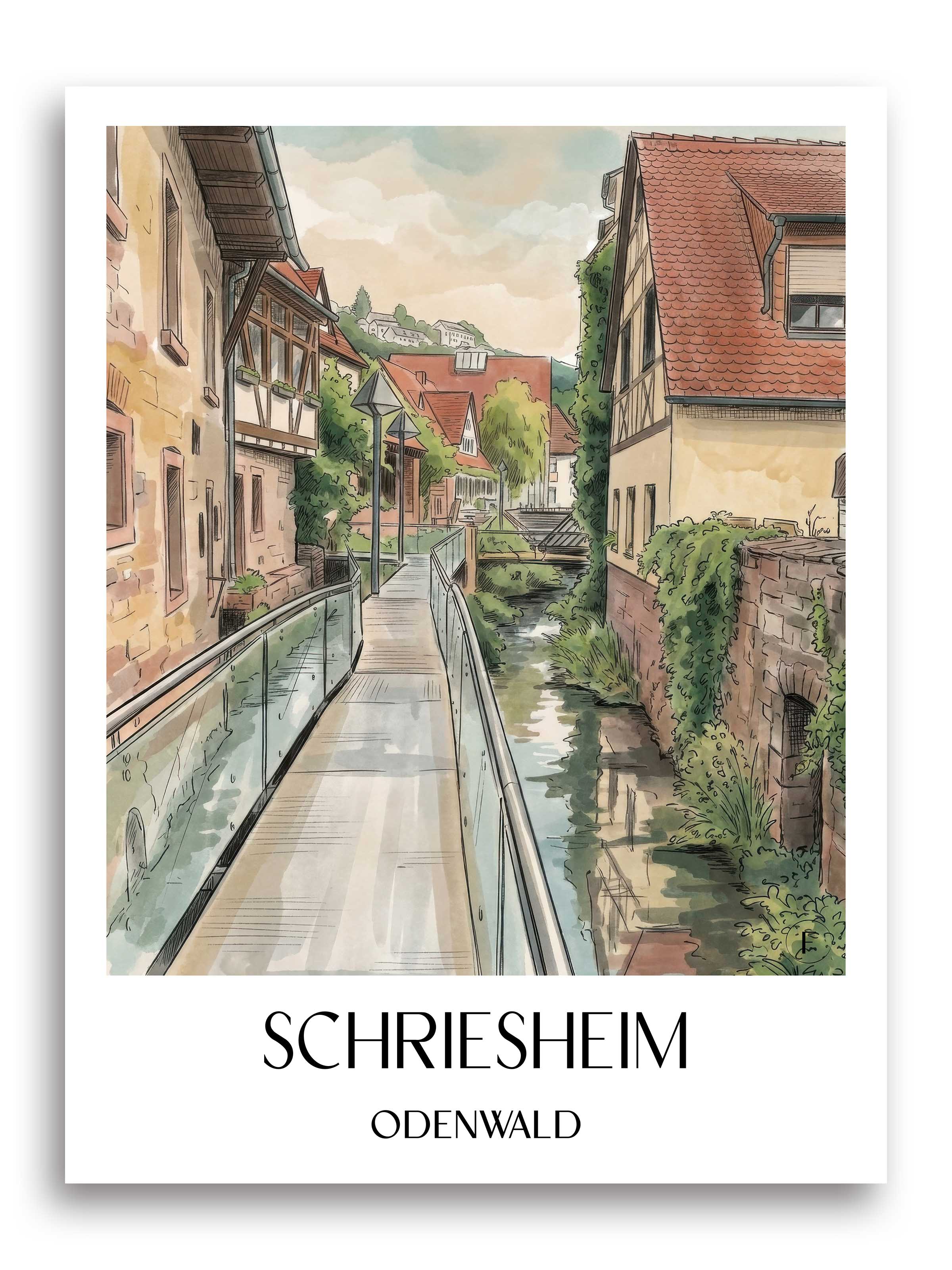 schriesheim-odenwald-deutschland-poster-aquarell