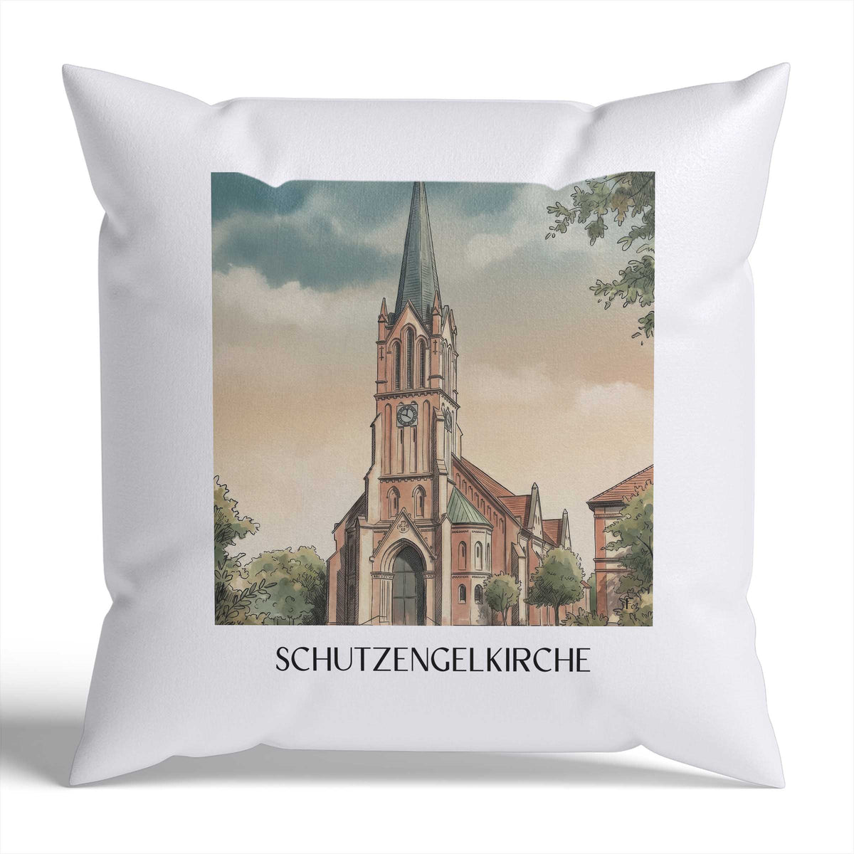 schutzengelkirche-brühl-deutschland-kissenbezug-aquarell