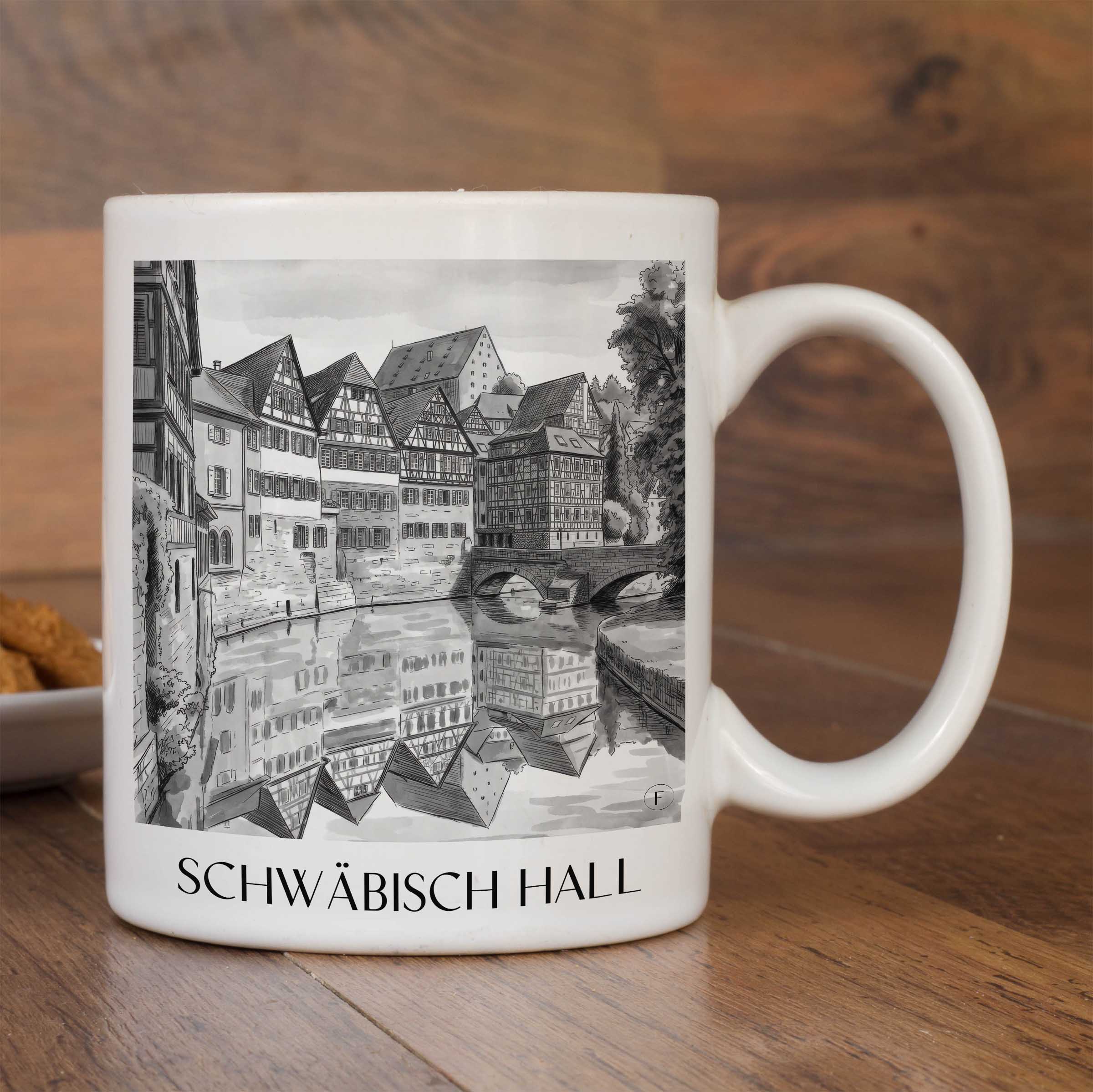 schwäbisch-hall-deutschland-kaffeebecher-aquarell-schwarz-weiss