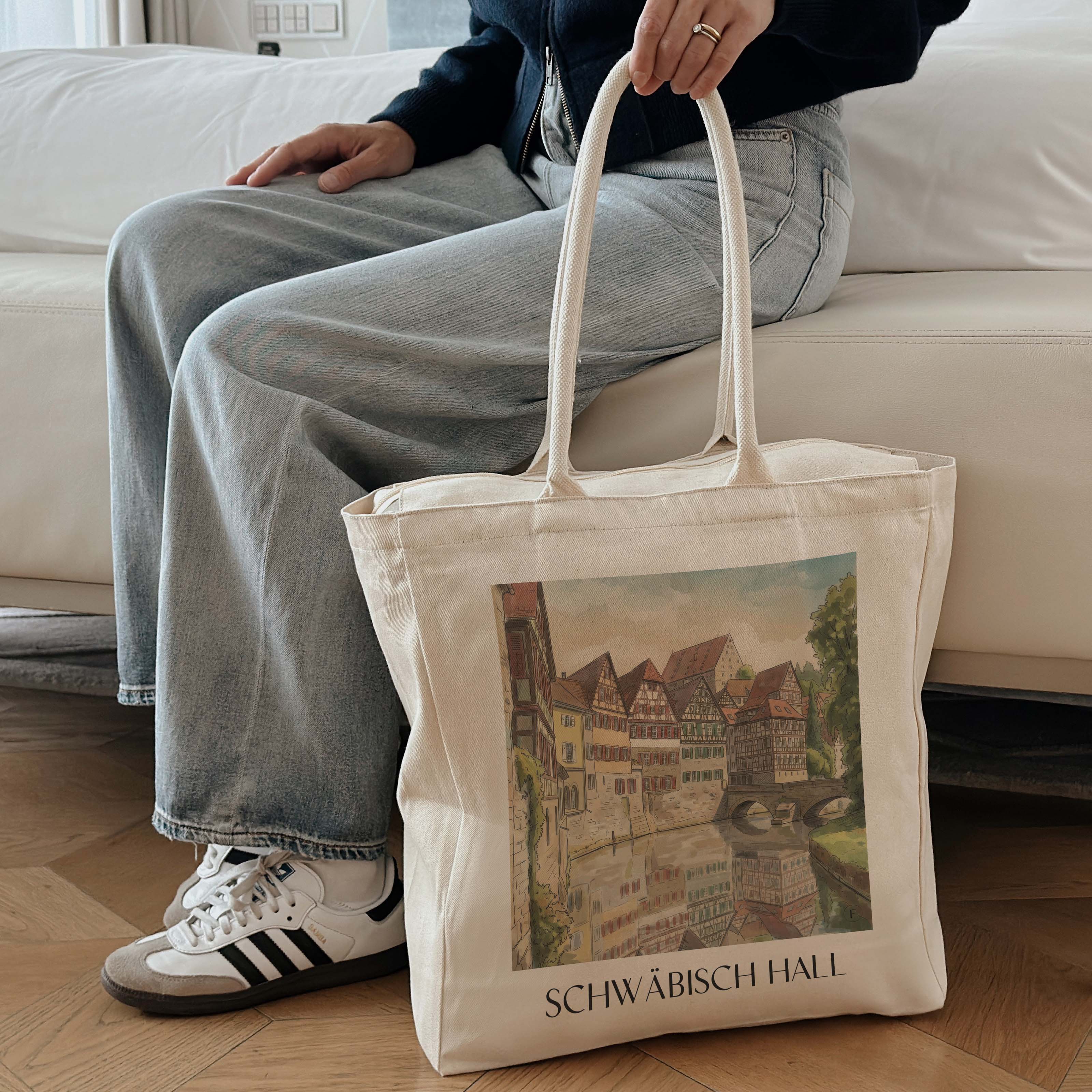 schwäbisch-hall-deutschland-einkaufstasche-aquarell