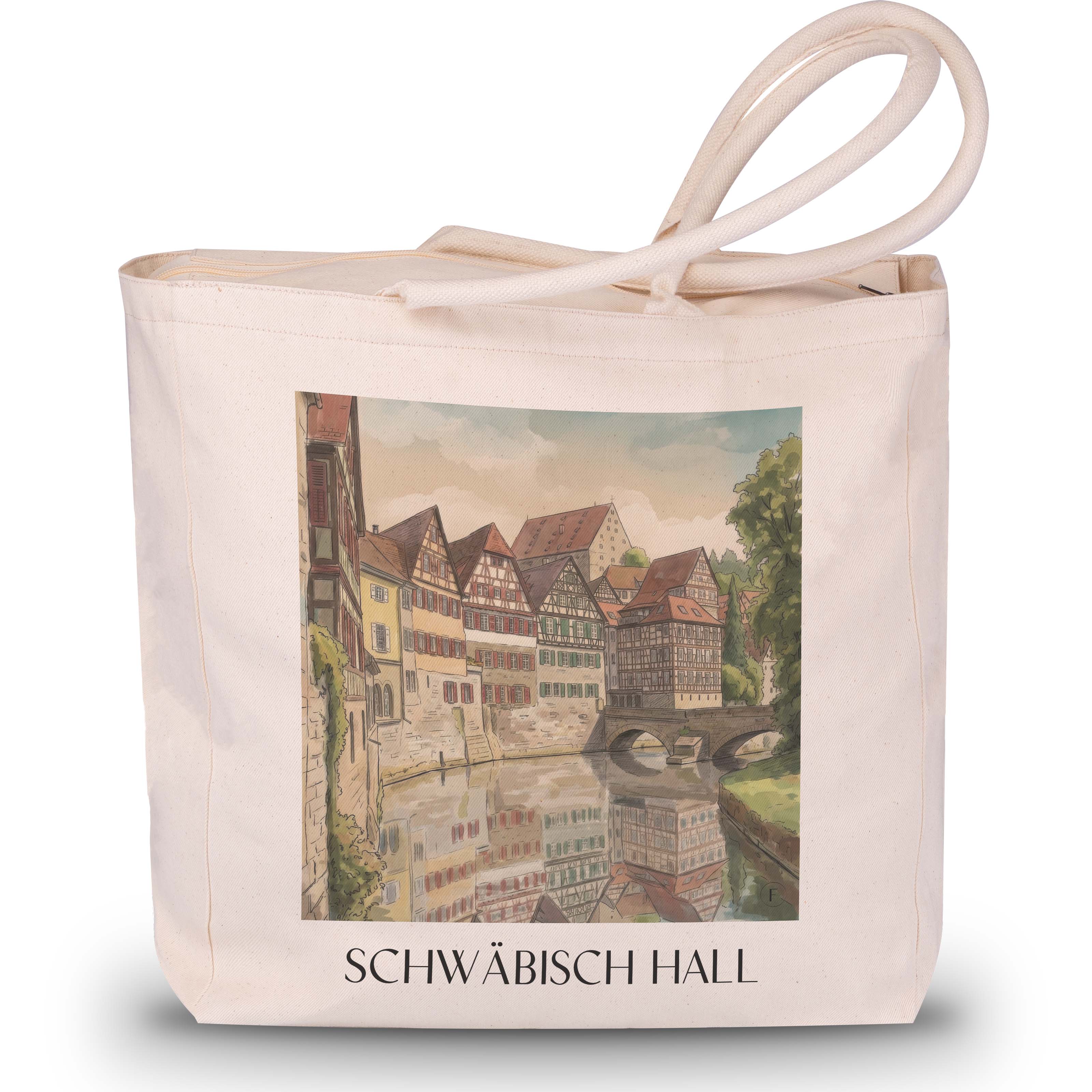 Schwäbisch Hall - Deutschland Tote Bag - Einkaufstasche im Aquarell Stil - favplace