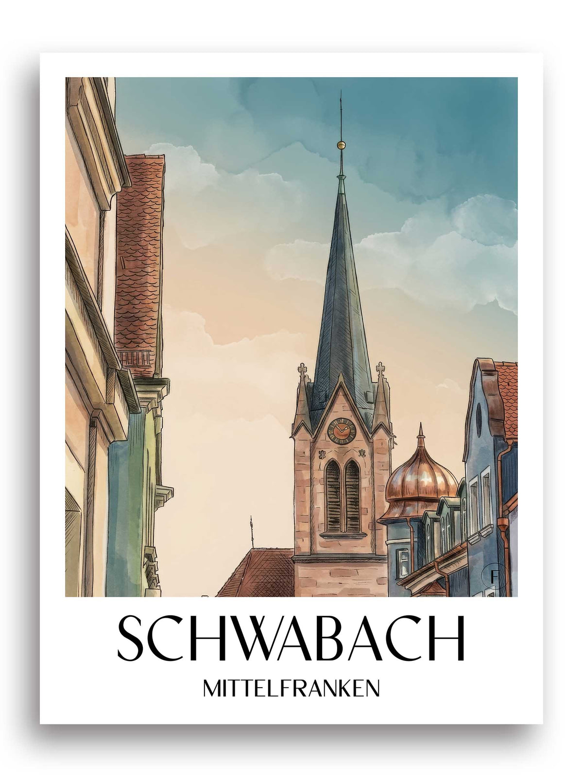 schwabach-mittelfranken-deutschland-poster-aquarell