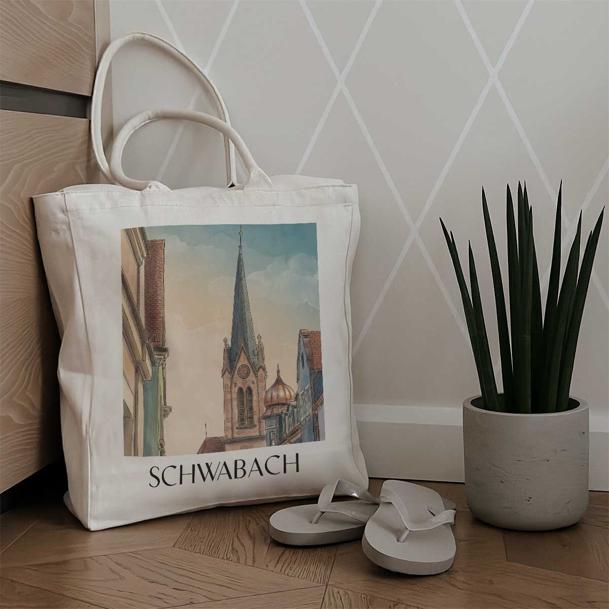 schwabach-mittelfranken-deutschland-einkaufstasche-aquarell