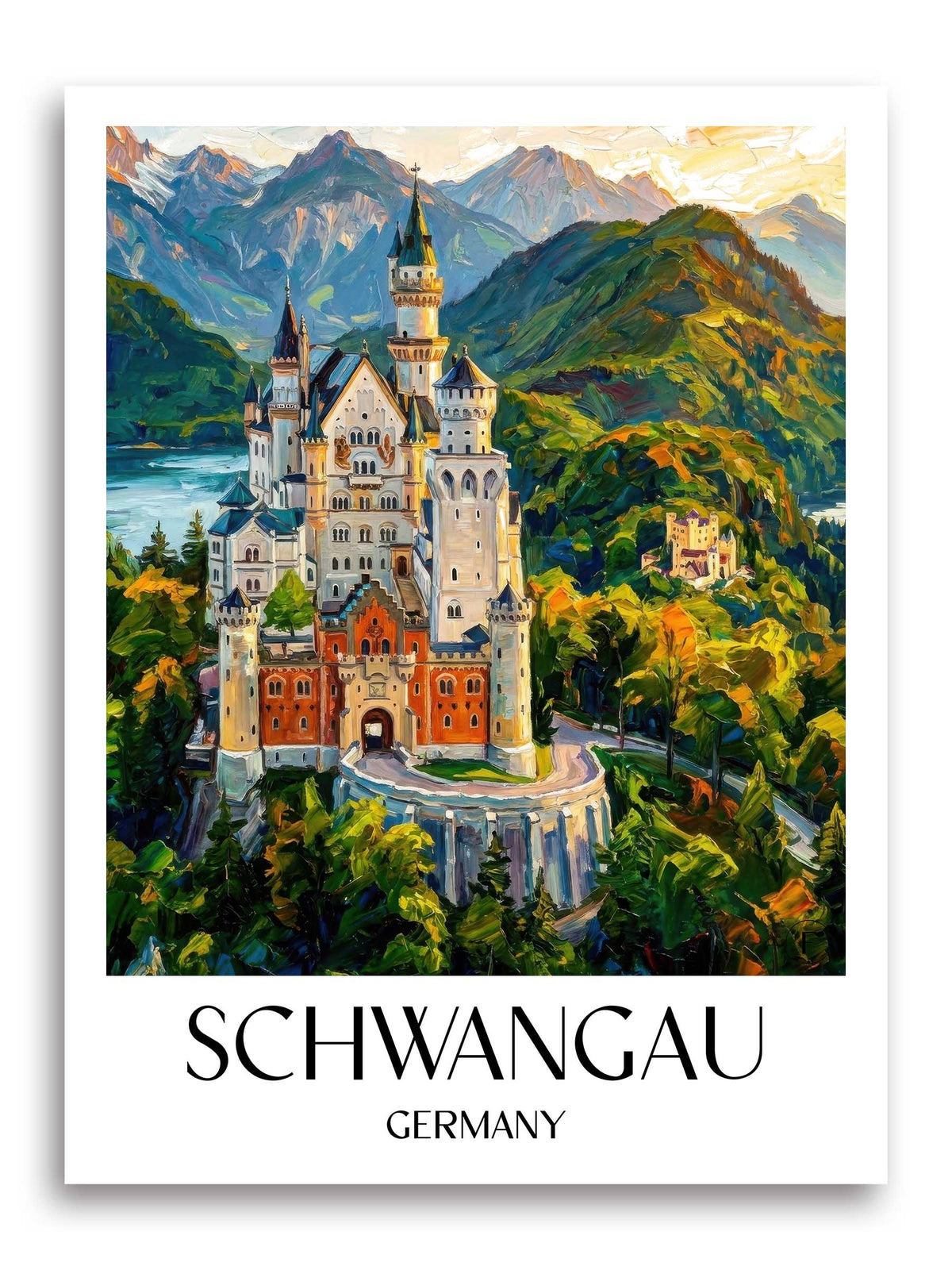 Schwangau Poster - Ostallgäu - Deutschland Kunstdruck - Ölgemälde von A4 bis A1 - favplace