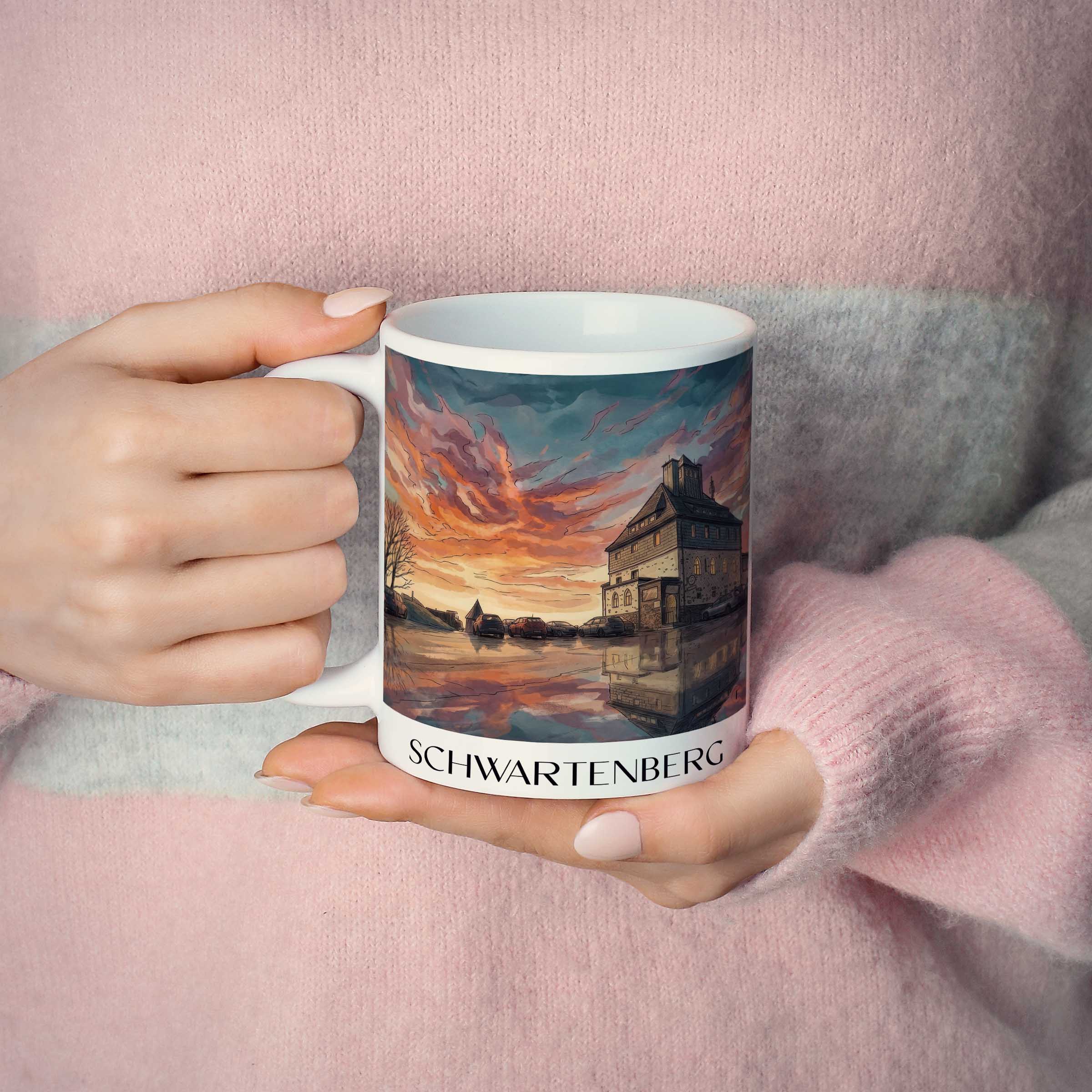 schwartenberg-erzgebirge-deutschland-kaffeebecher-aquarell