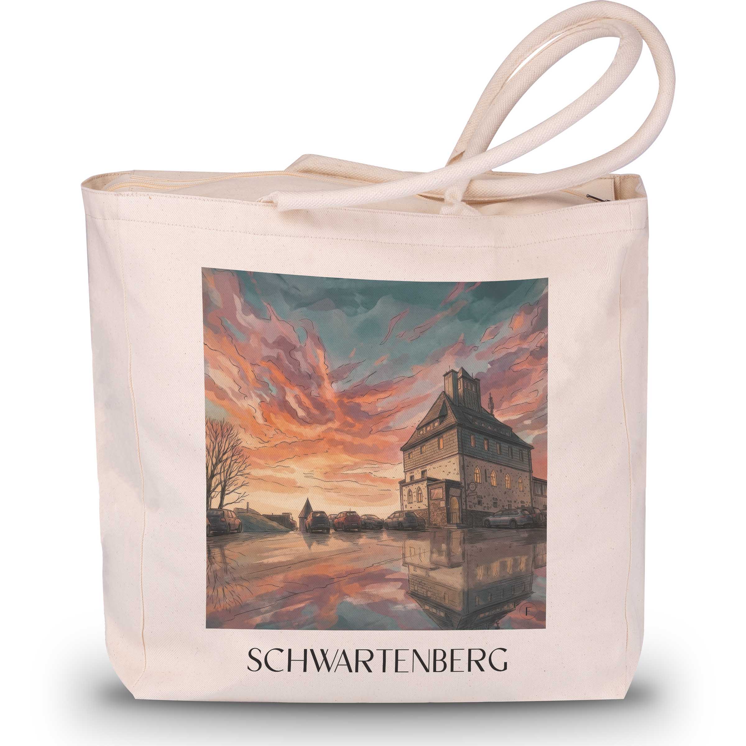 Schwartenberg Shopping Tasche - Erzgebirge - Deutschland Tote Bag - Einkaufstasche im Aquarell Stil - favplace