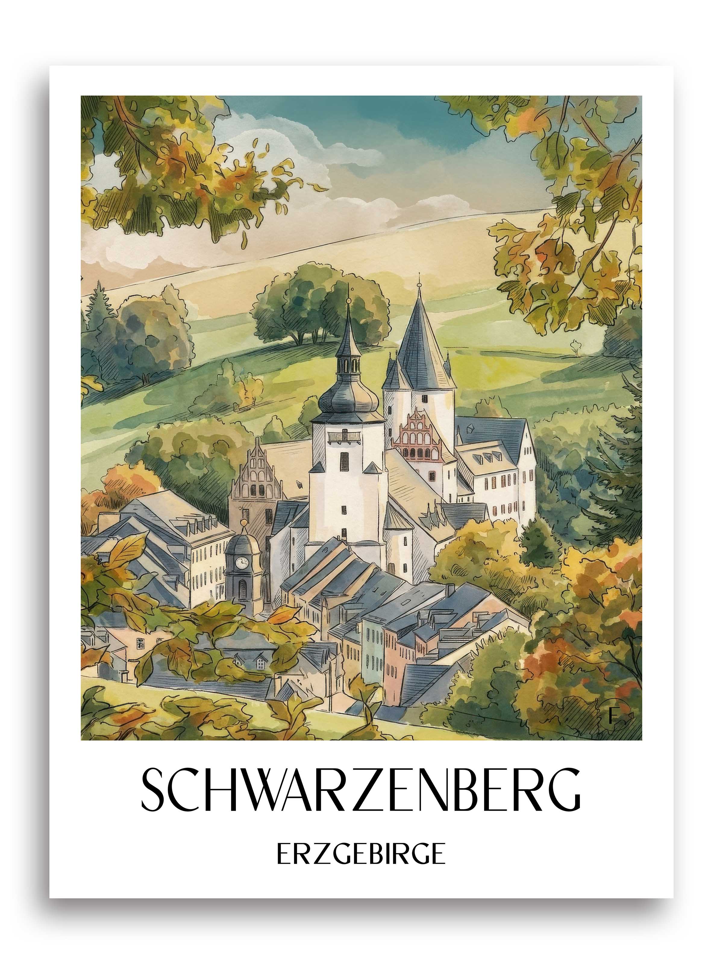 schwarzenberg-erzgebirge-deutschland-poster-aquarell