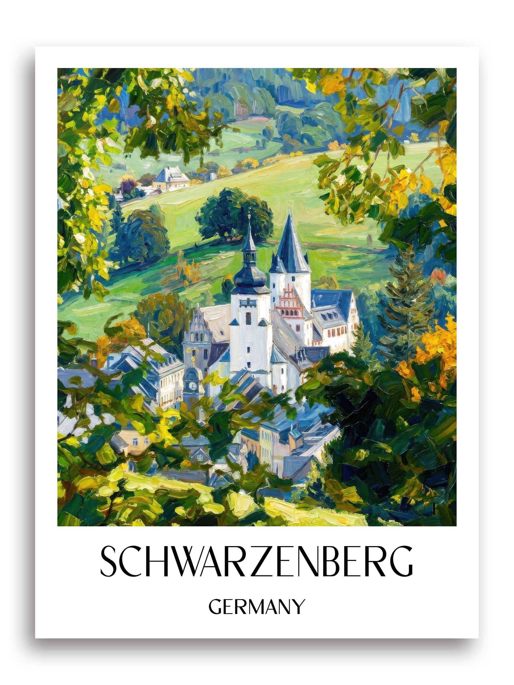 Schwarzenberg Poster - Erzgebirge - Deutschland Kunstdruck - Ölgemälde von A4 bis A1 - favplace