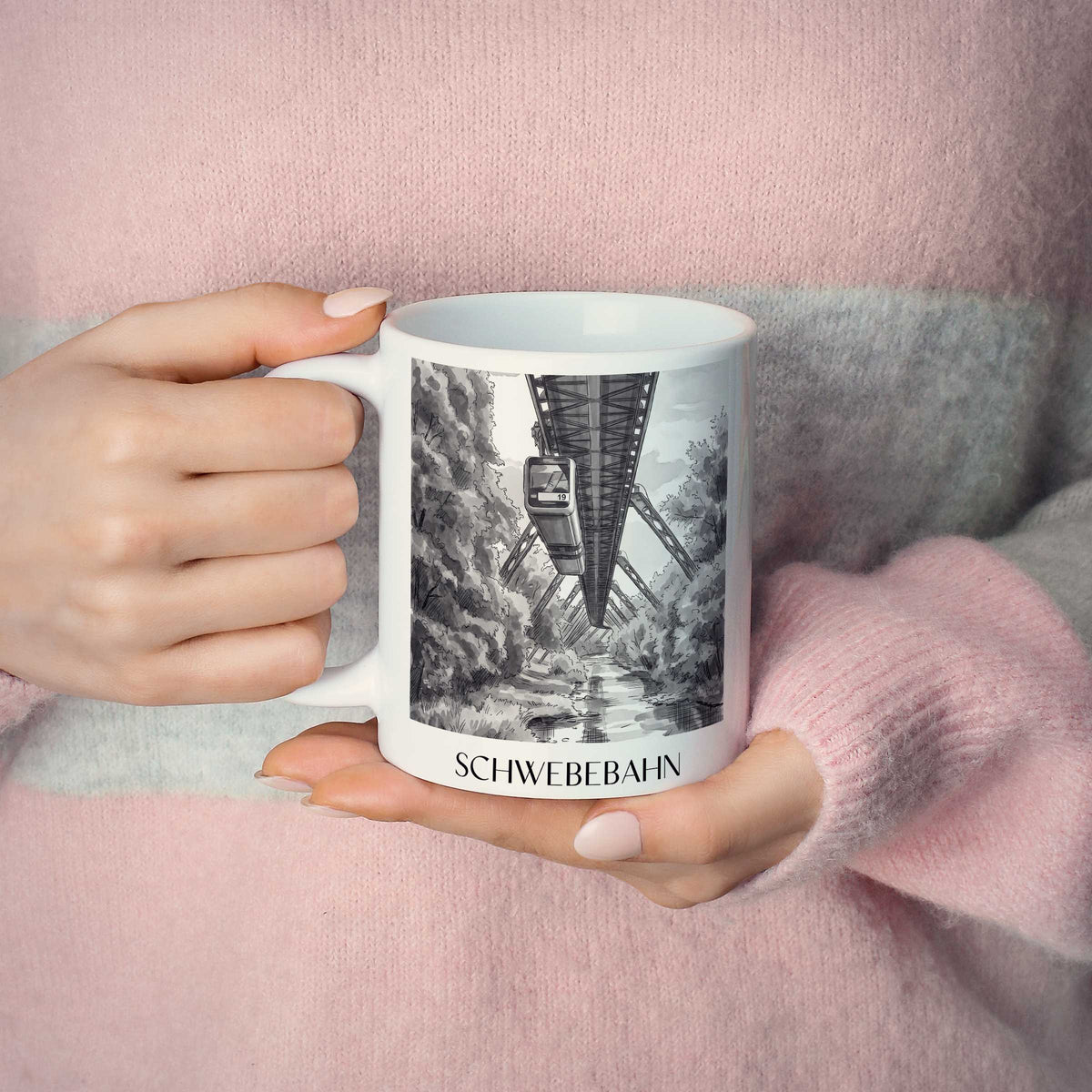 schwebebahn-wuppertal-deutschland-kaffeebecher-aquarell-schwarz-weiss