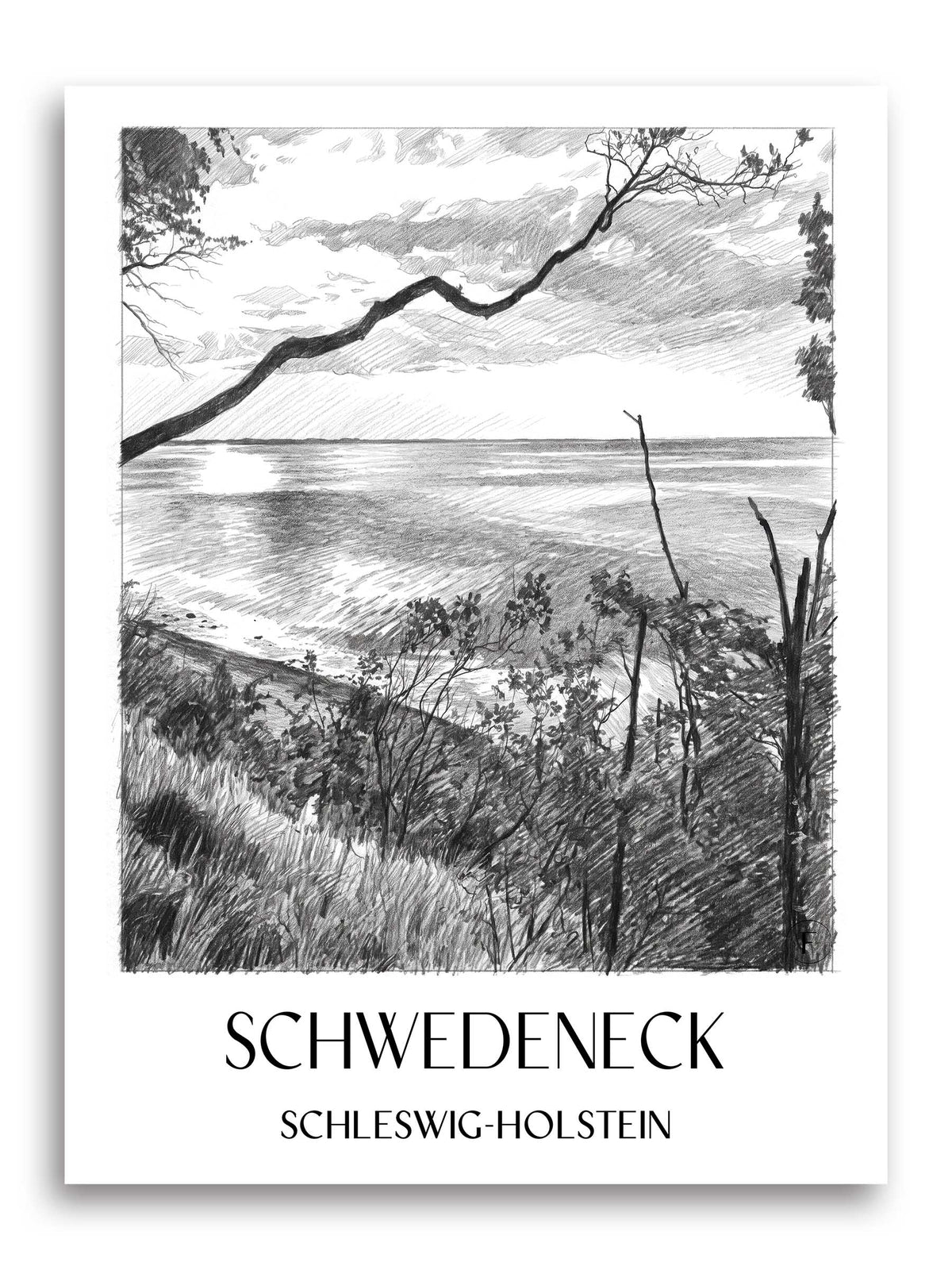 schwedeneck-schleswig-holstein-deutschland-poster-bleistift-zeichnung-drawing