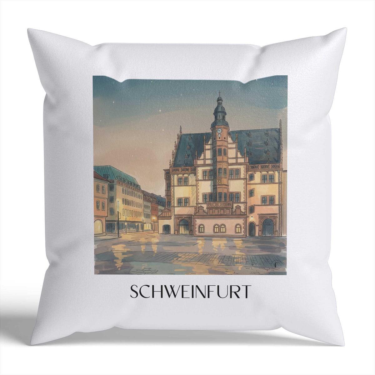 Schweinfurt Kissenhülle - Zierkissen Bezug - Deutschland - Deutschland Kissen bzw. Kissenbezug im Aquarell Stil - favplace