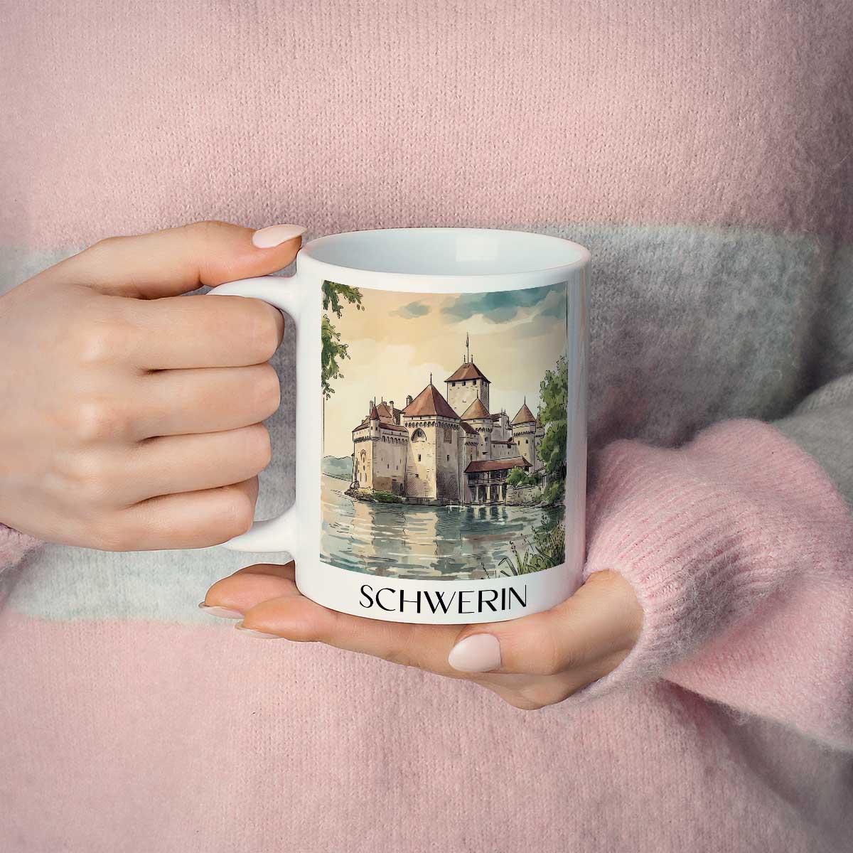 schwerin-mecklenburg-deutschland-kaffeebecher-aquarell