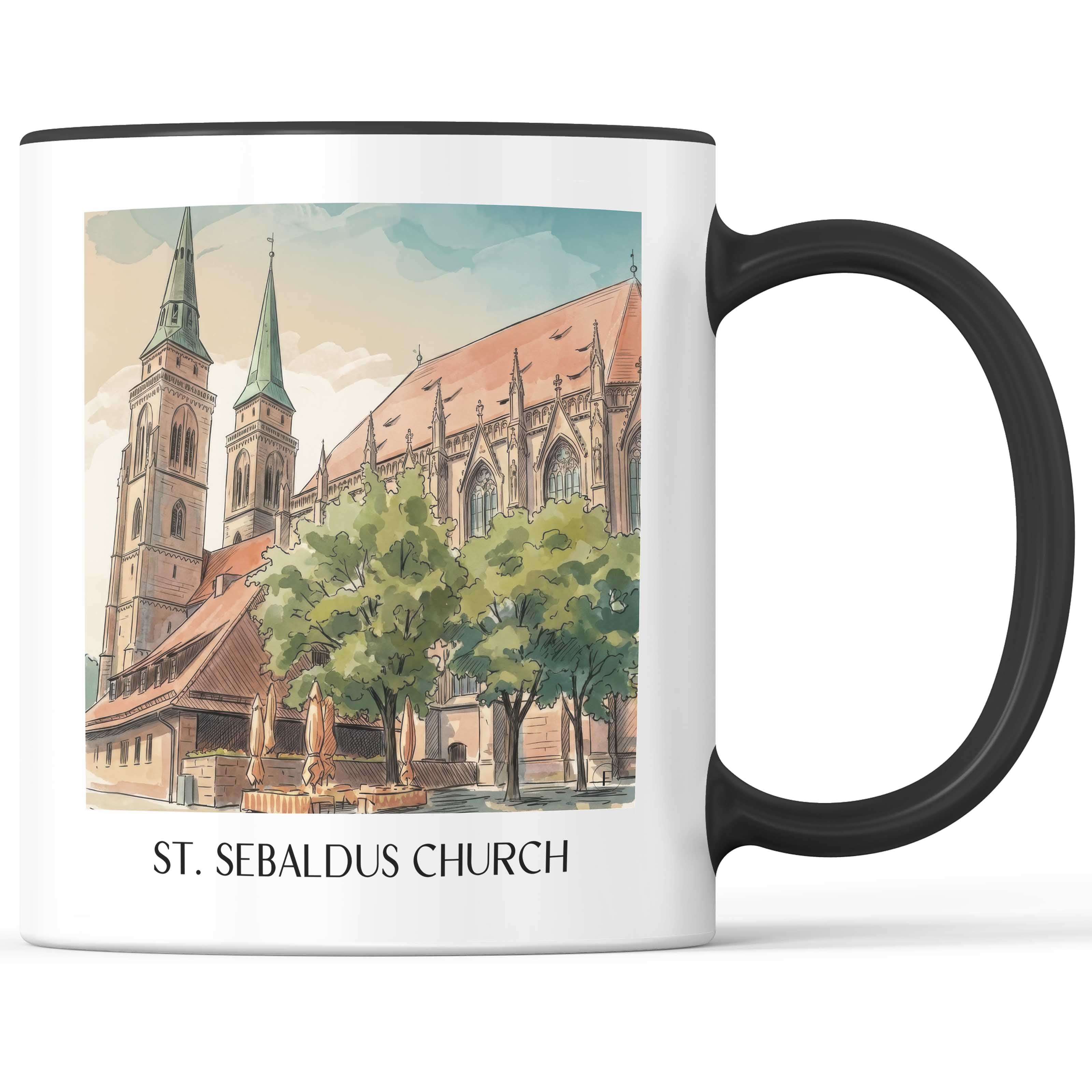 Sebalduskirche Kaffeebecher - Nürnberg - Deutschland Becher - Kaffeetasse im Aquarell Stil - favplace