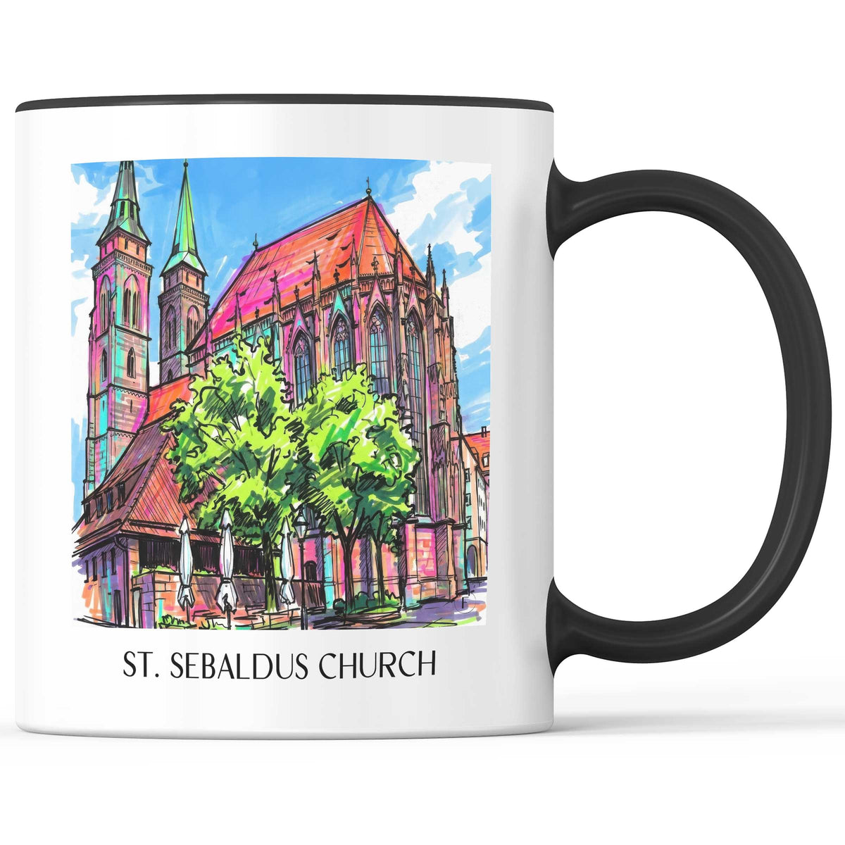 Sebalduskirche Kaffeebecher - Nürnberg - Deutschland Becher - Kaffeetasse im Tag Graffiti Stil - favplace