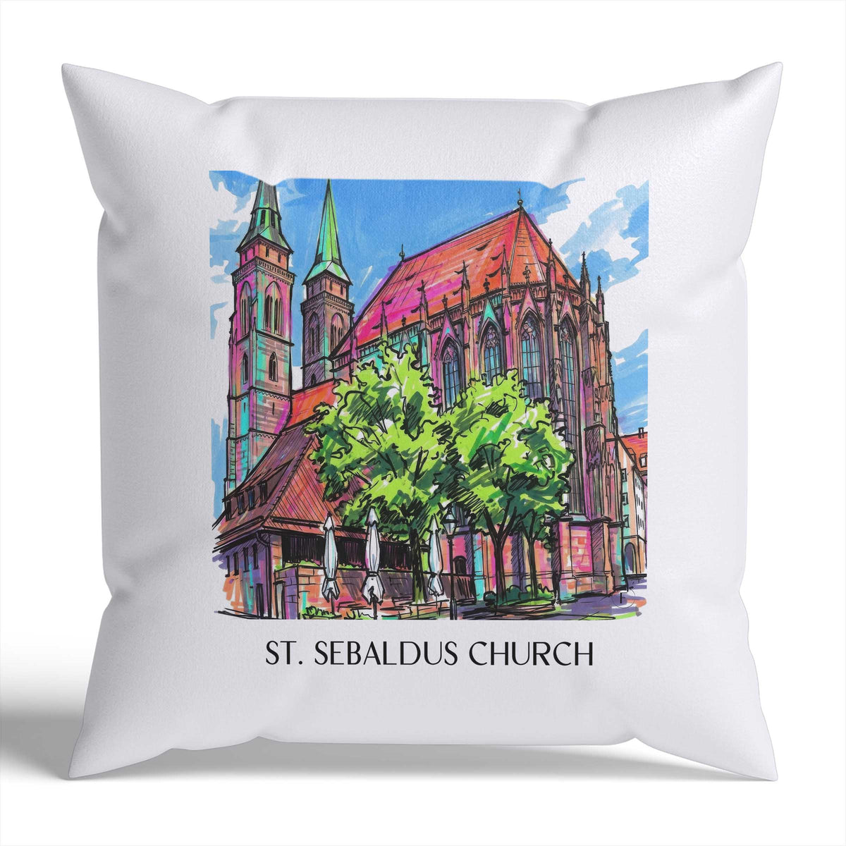 Sebalduskirche Kissenhülle - Zierkissen Bezug - Nürnberg - Deutschland Kissen bzw. Kissenbezug im Tag Graffiti Stil - favplace