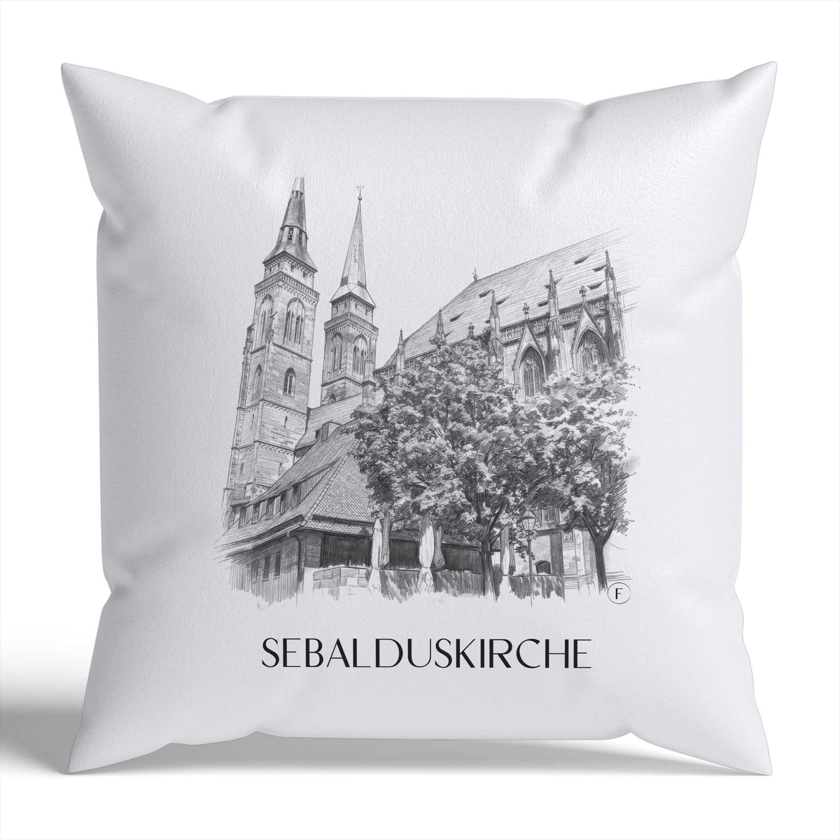 sebalduskirche-nürnberg-deutschland-kissenbezug-bleistift-zeichnung-drawing