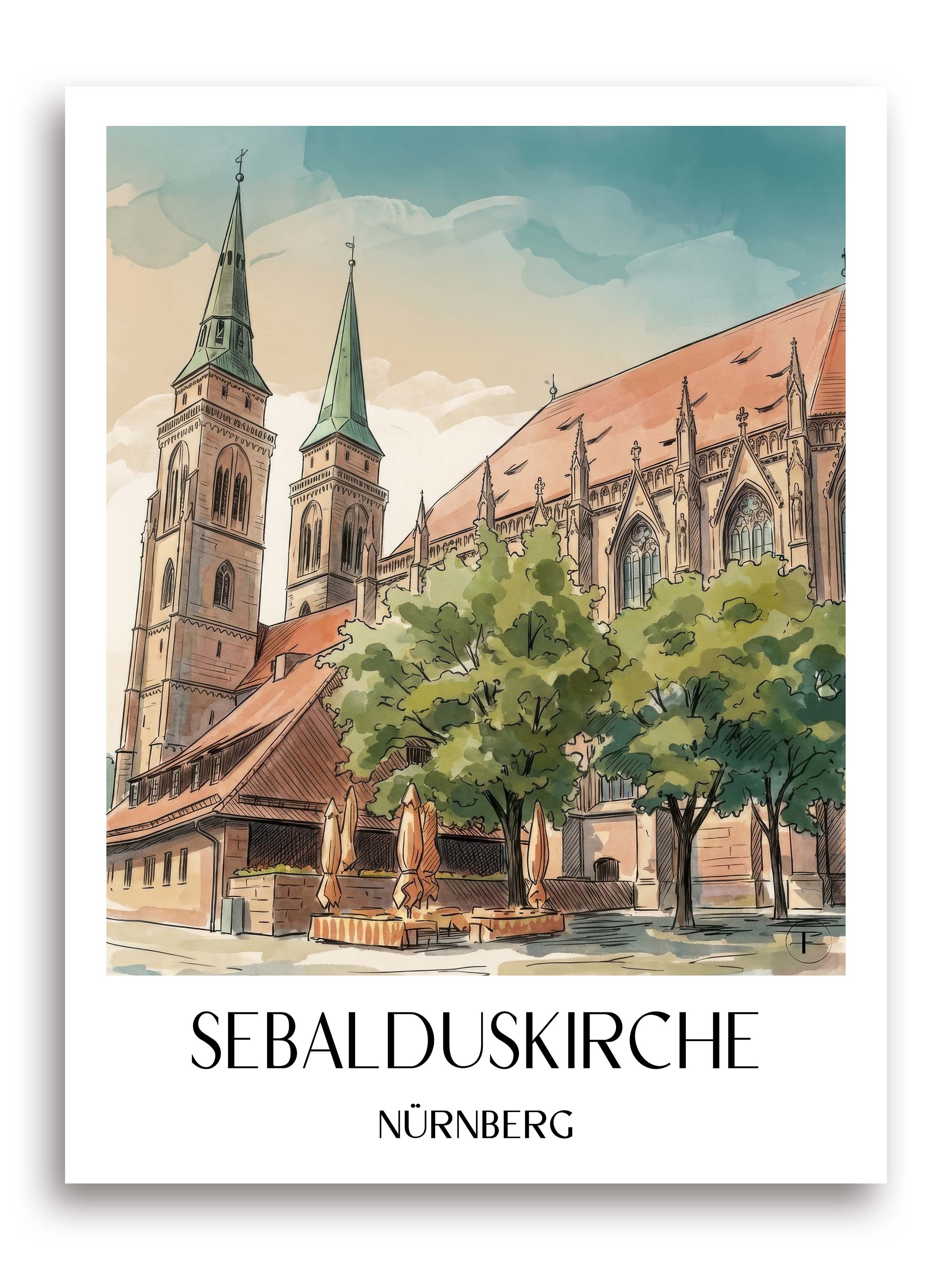 sebalduskirche-nürnberg-deutschland-poster-aquarell