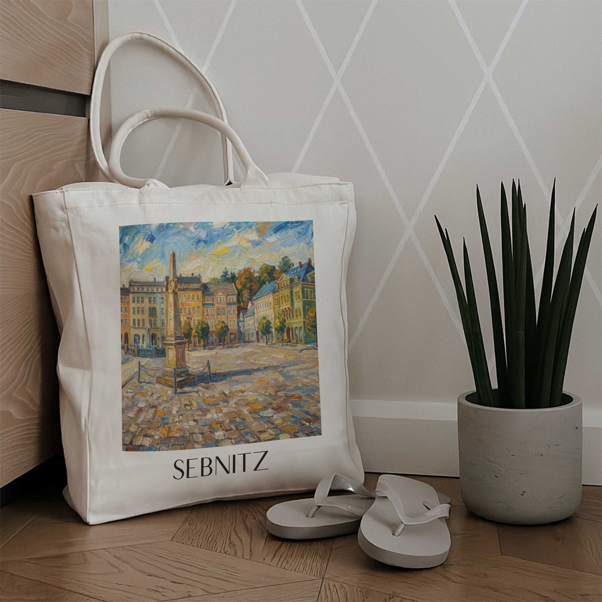sebnitz-sächsische-schweiz-deutschland-einkaufstasche-oil-painting-oelgemaelde