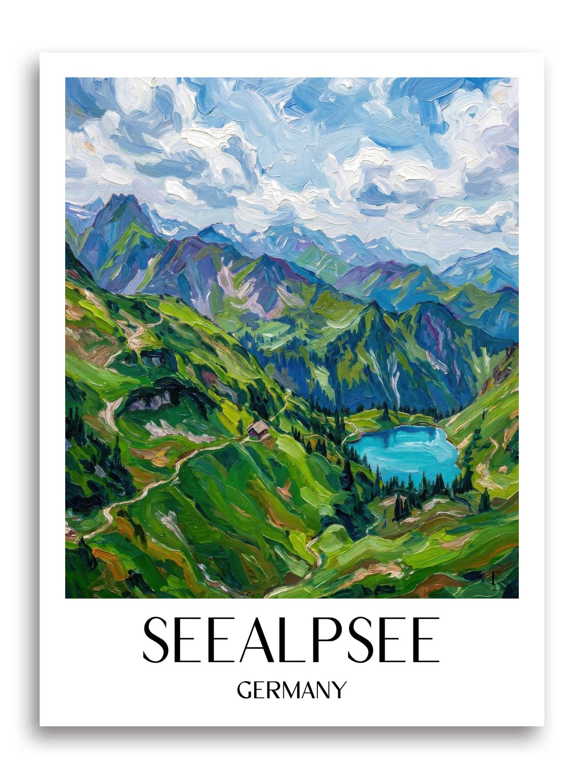 Seealpsee Poster - Oberallgäu - Deutschland Kunstdruck - Ölgemälde von A4 bis A1 - favplace