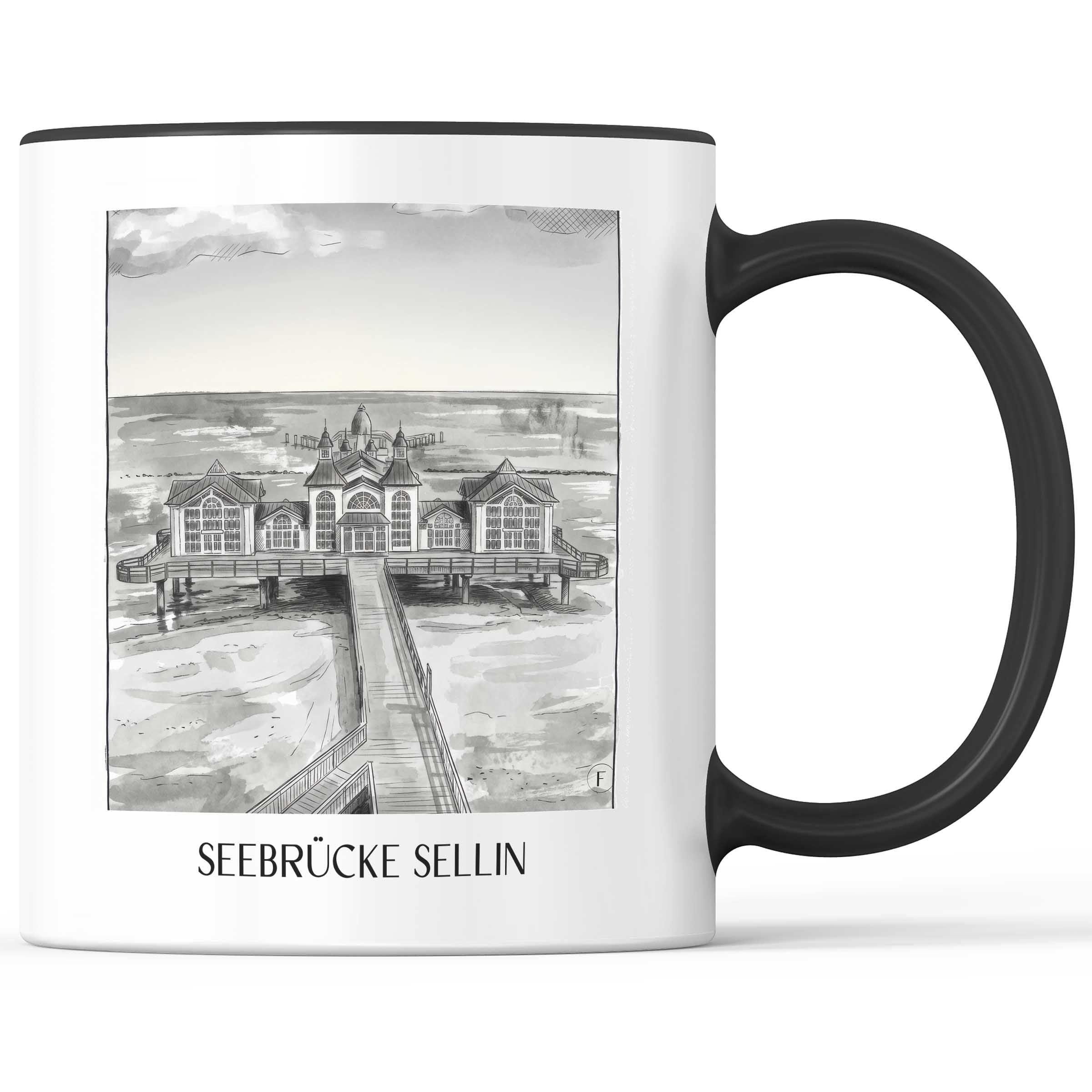 seebrücke-sellin-rügen-deutschland-kaffeebecher-aquarell-schwarz-weiss