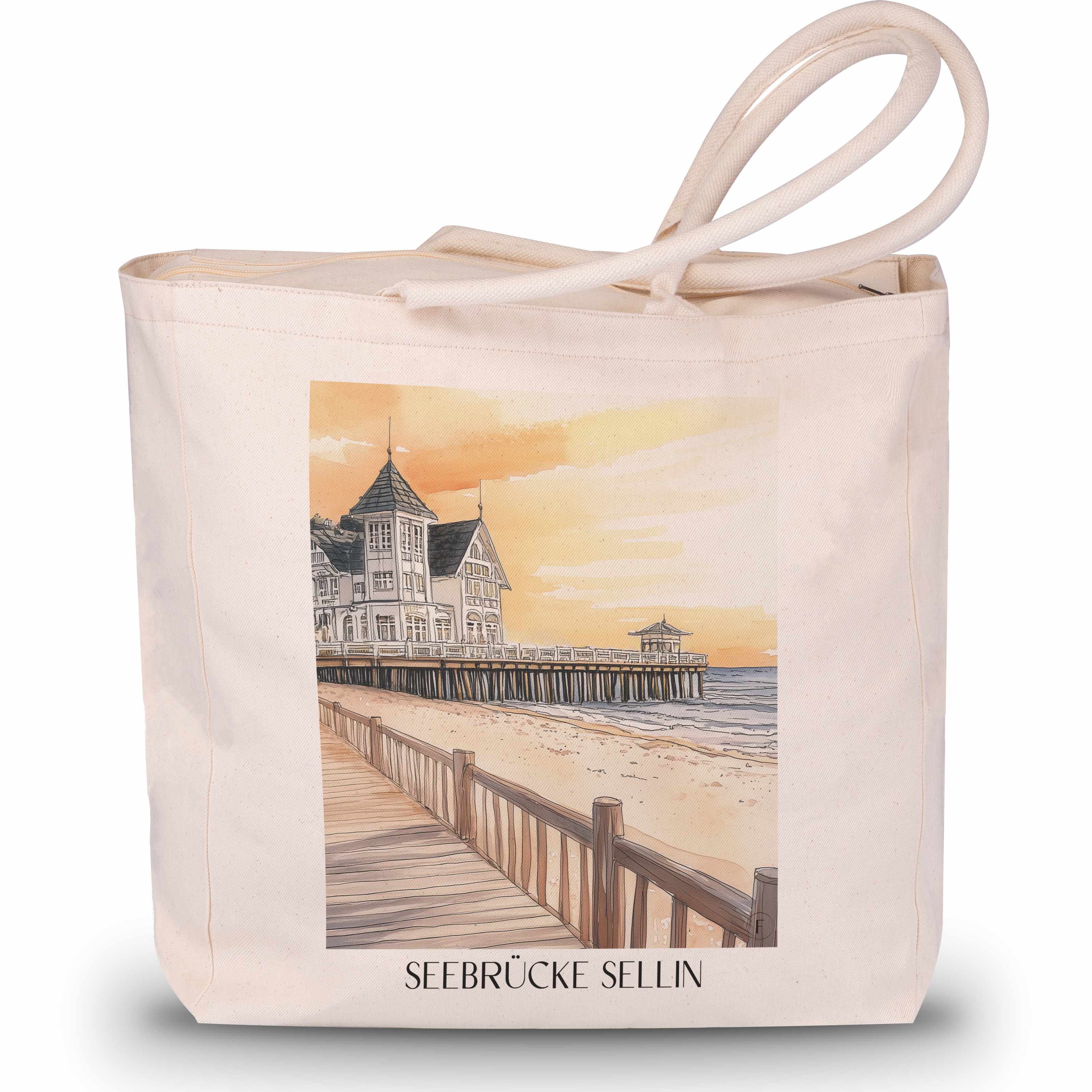seebrücke-sellin-rügen-deutschland-einkaufstasche-aquarell