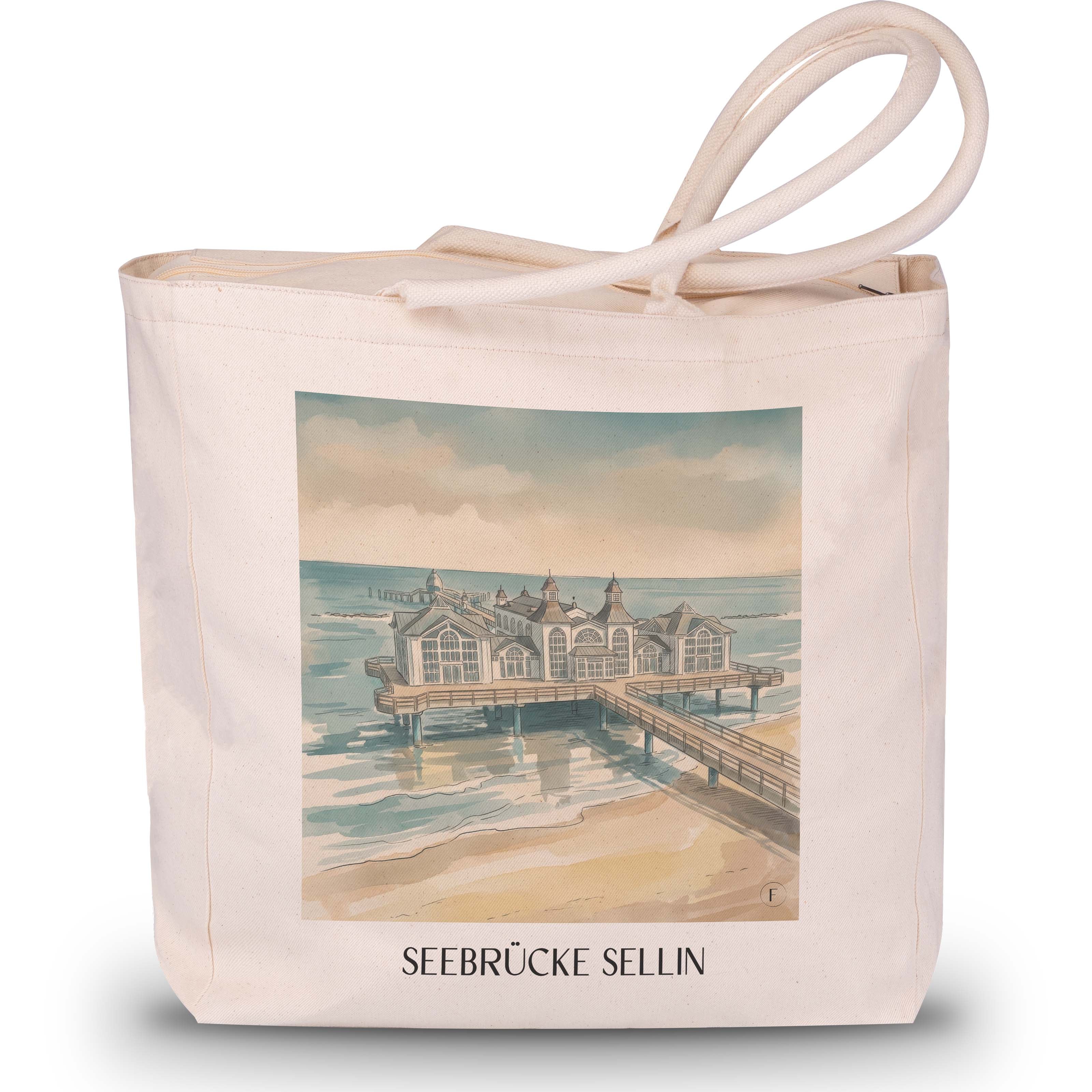 seebrücke-sellin-rügen-deutschland-einkaufstasche-aquarell
