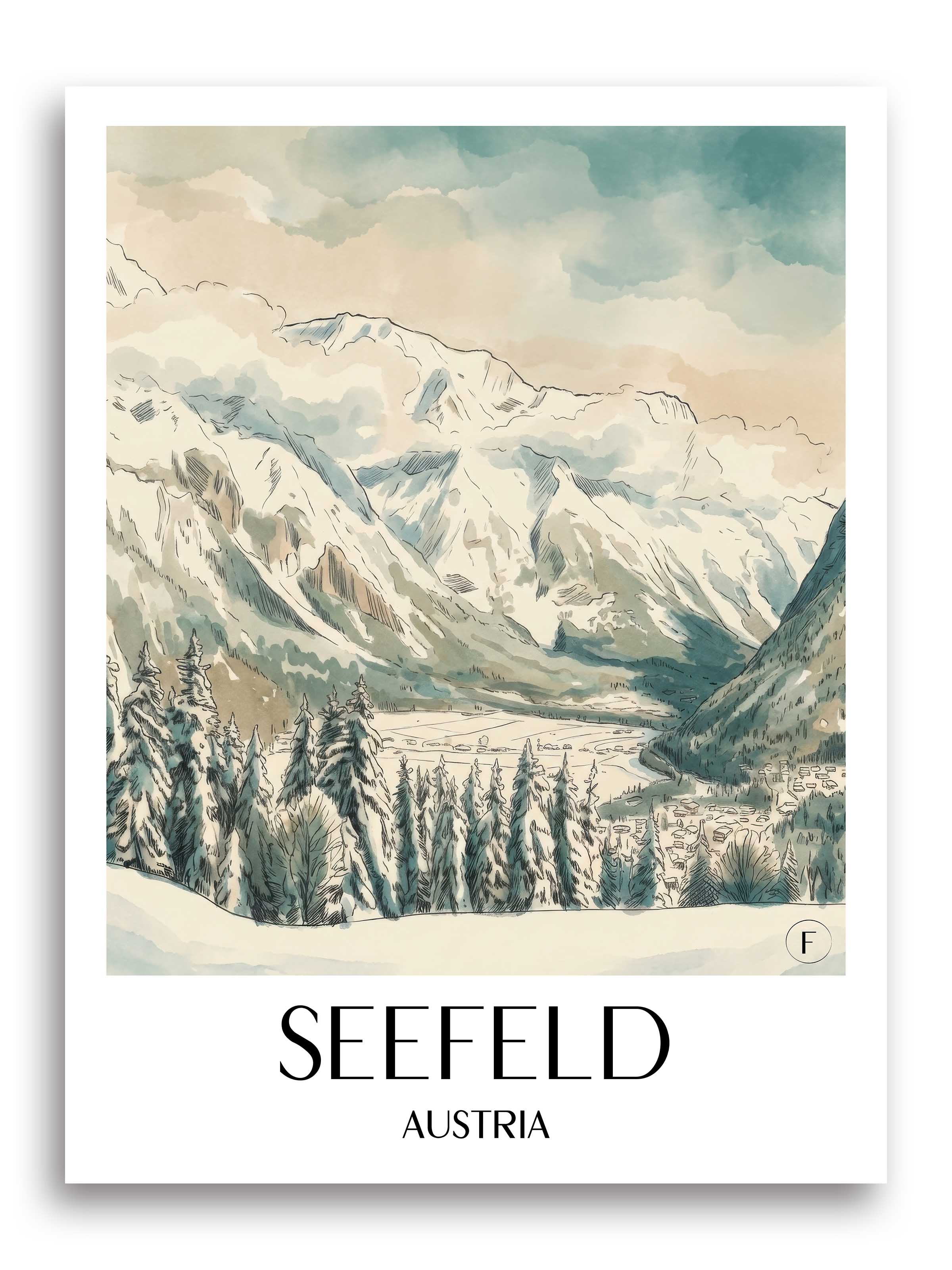 Seefeld Poster - Tirol - Österreich Kunstdruck - Aquarell von A4 bis A1 - favplace