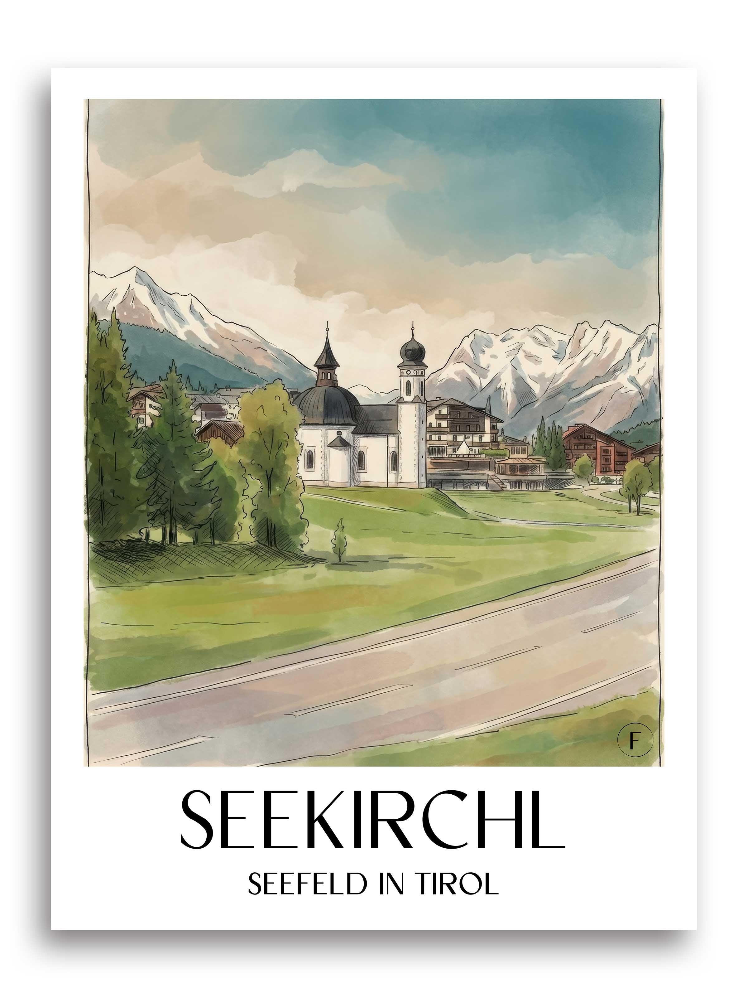 seekirchl-seefeld-in-tirol-österreich-poster-aquarell