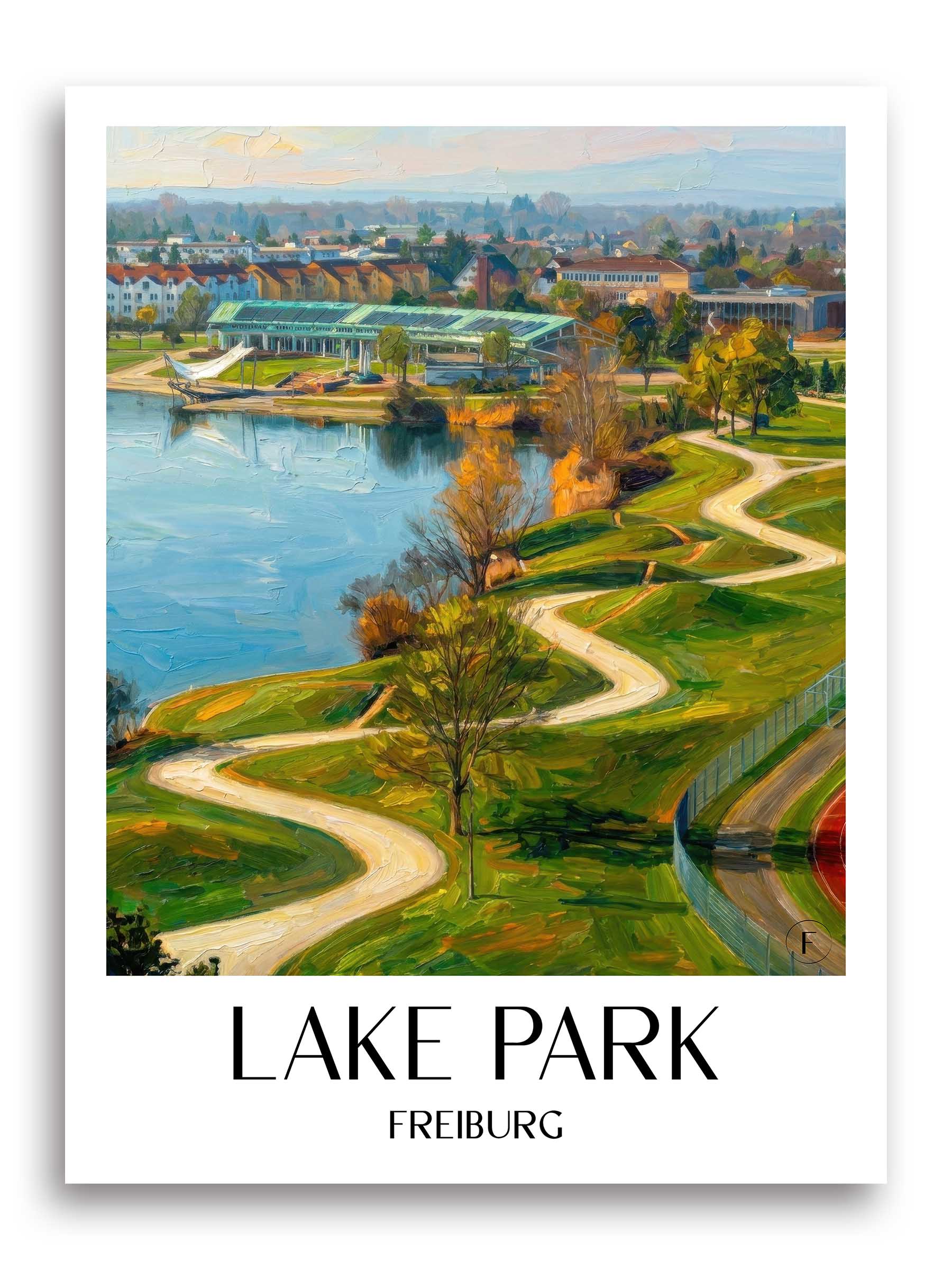 Seepark Poster - Freiburg - Deutschland Kunstdruck - Ölgemälde von A4 bis A1 - favplace
