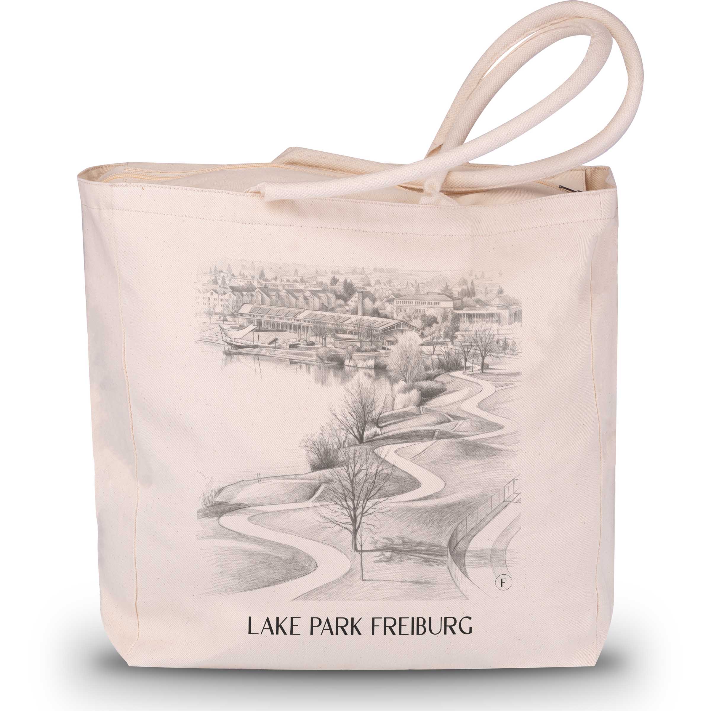 Seepark Shopping Tasche - Freiburg - Deutschland Tote Bag - Einkaufstasche im Zeichnung Stil