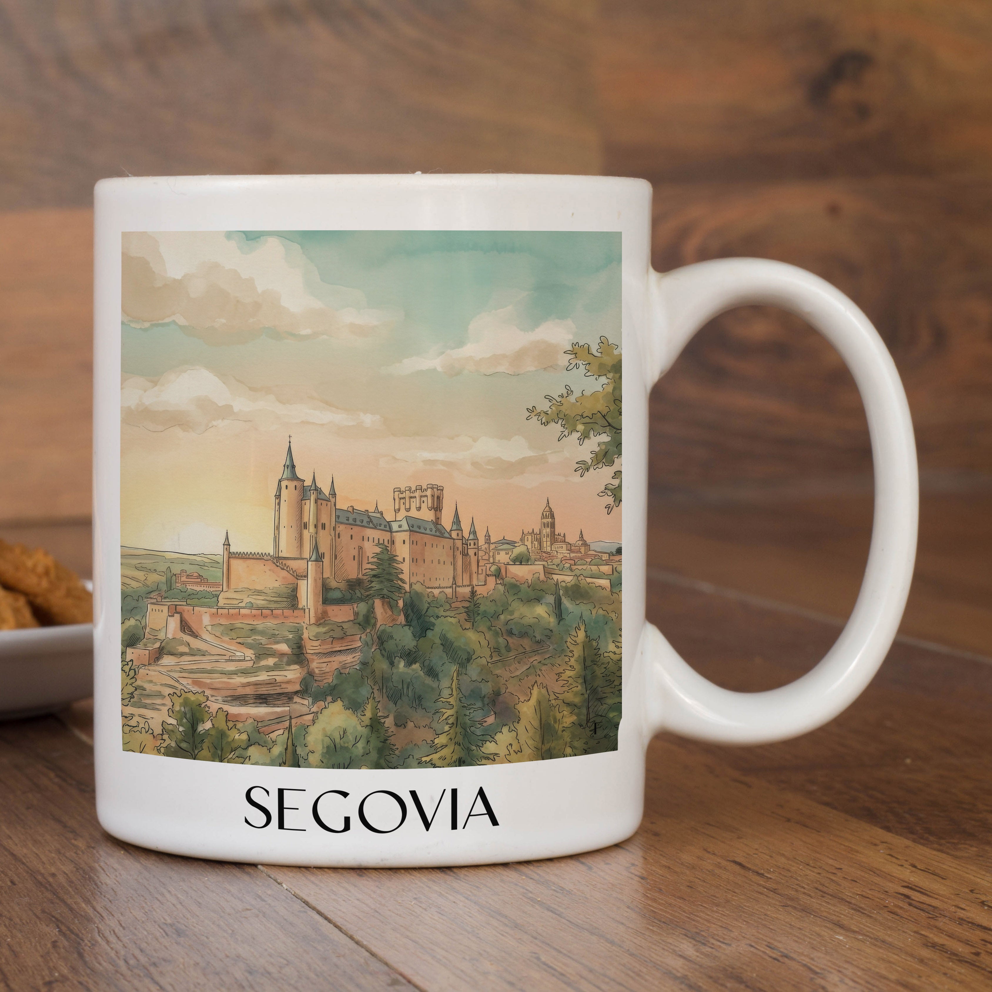 segovia-spanien-spanien-kaffeebecher-aquarell
