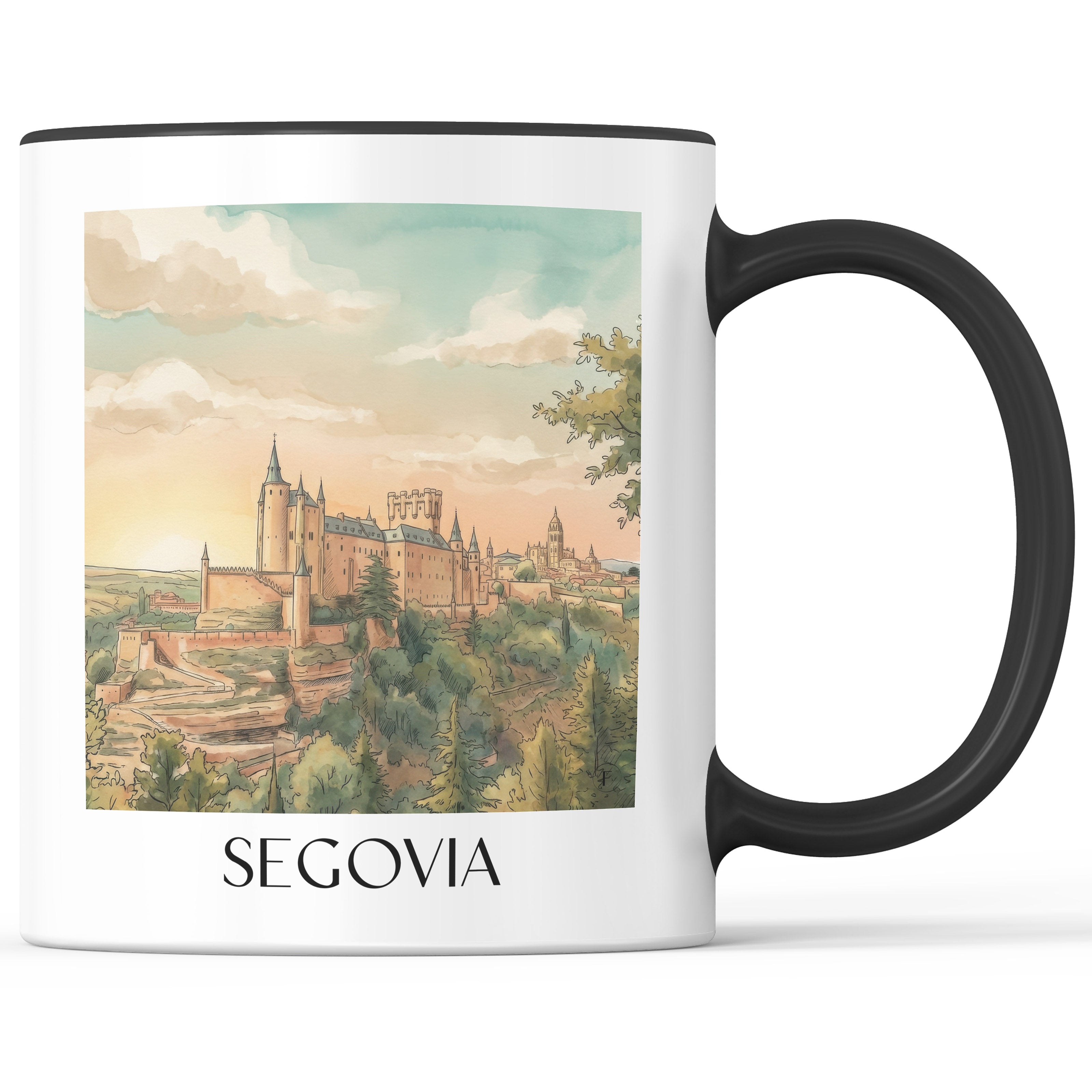 Segovia Kaffeebecher - Spanien - Spanien Becher - Kaffeetasse im Aquarell Stil - favplace