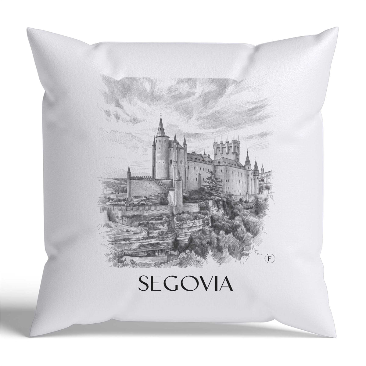 segovia-spanien-spanien-kissenbezug-bleistift-zeichnung-drawing