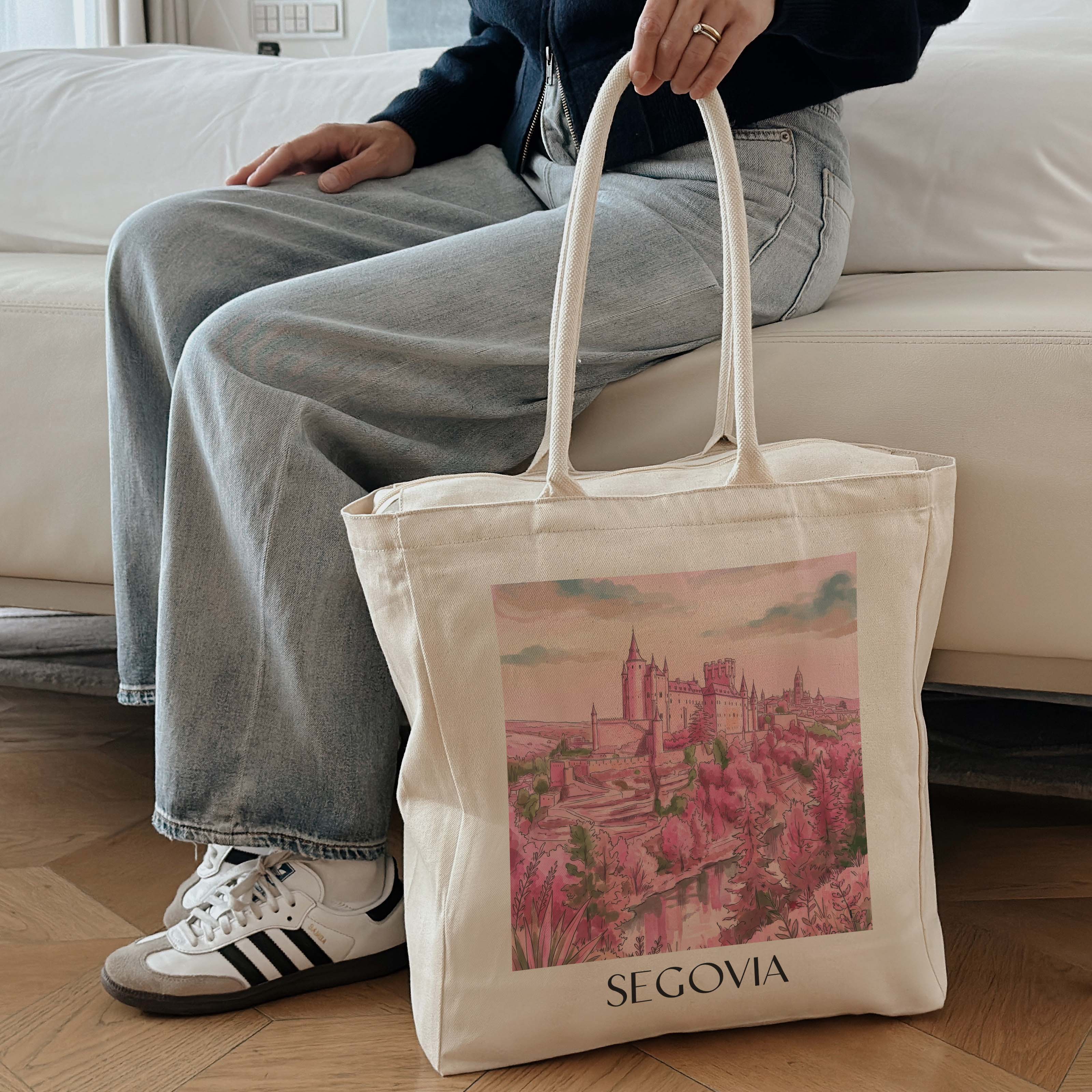 segovia-spanien-spanien-einkaufstasche-aquarell-pink-rosa