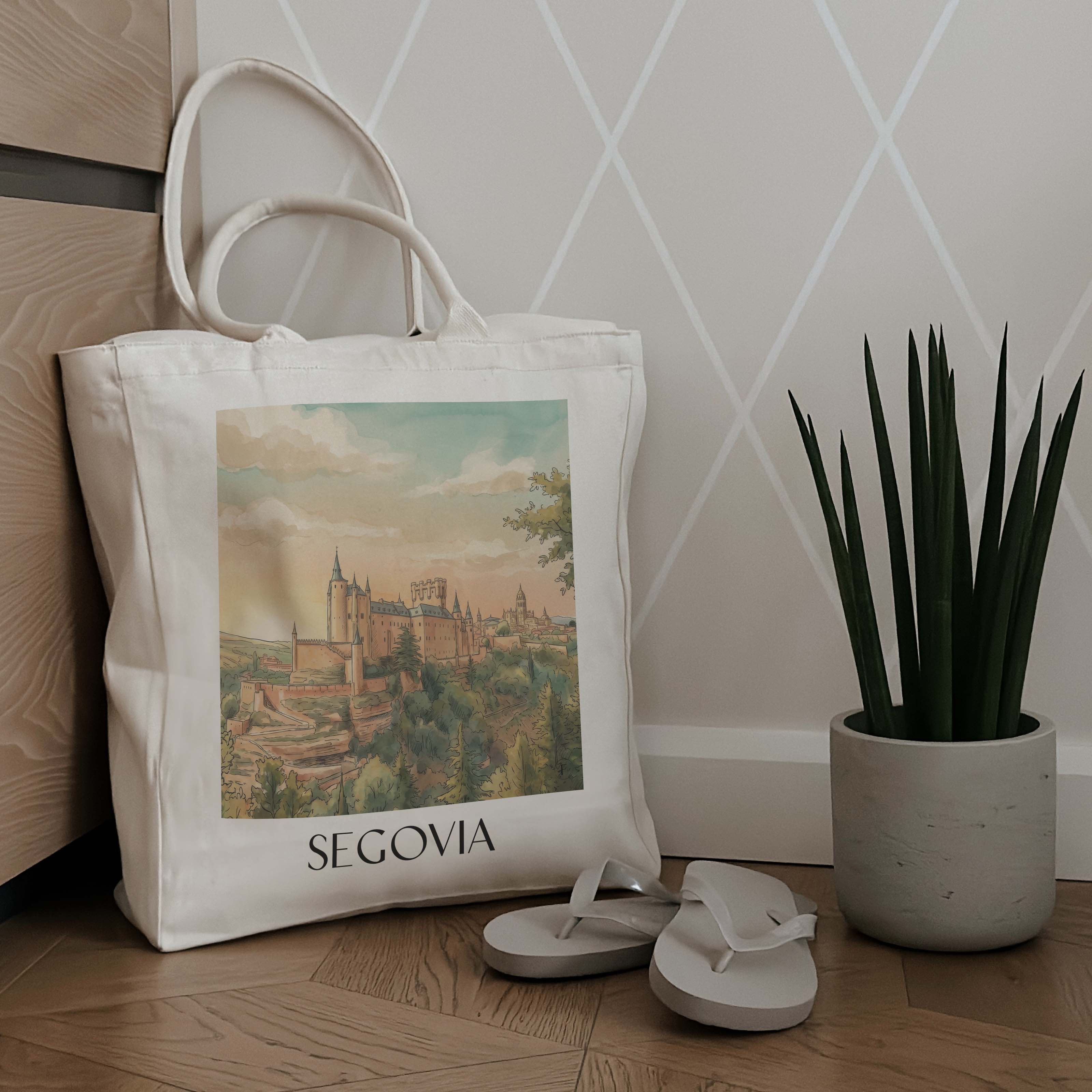 segovia-spanien-spanien-einkaufstasche-aquarell