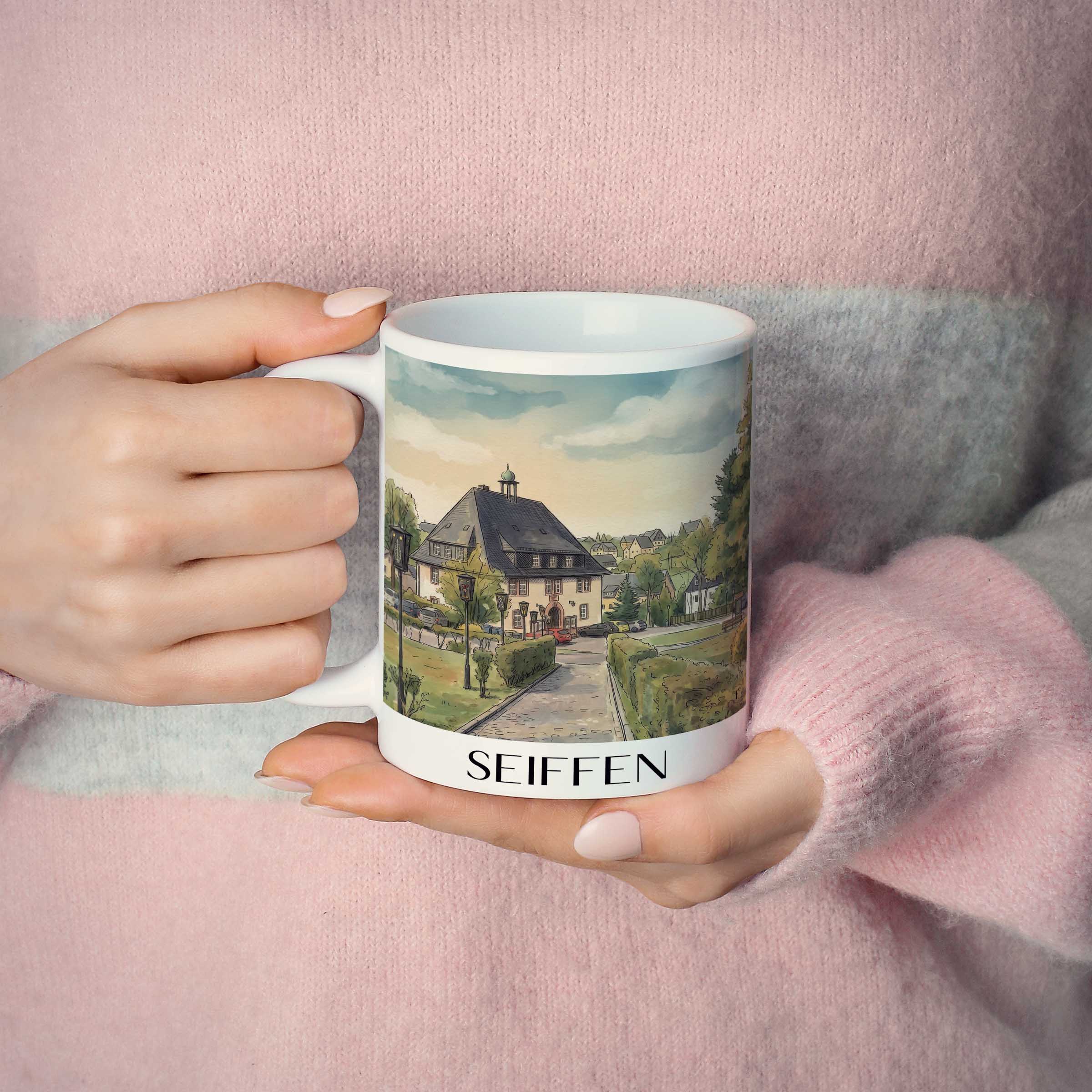 seiffen-erzgebirge-deutschland-kaffeebecher-aquarell