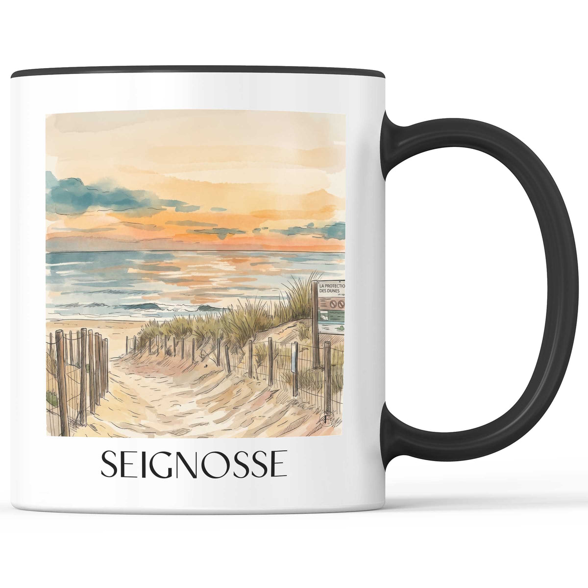 seignosse-côte-landaise-frankreich-kaffeebecher-aquarell