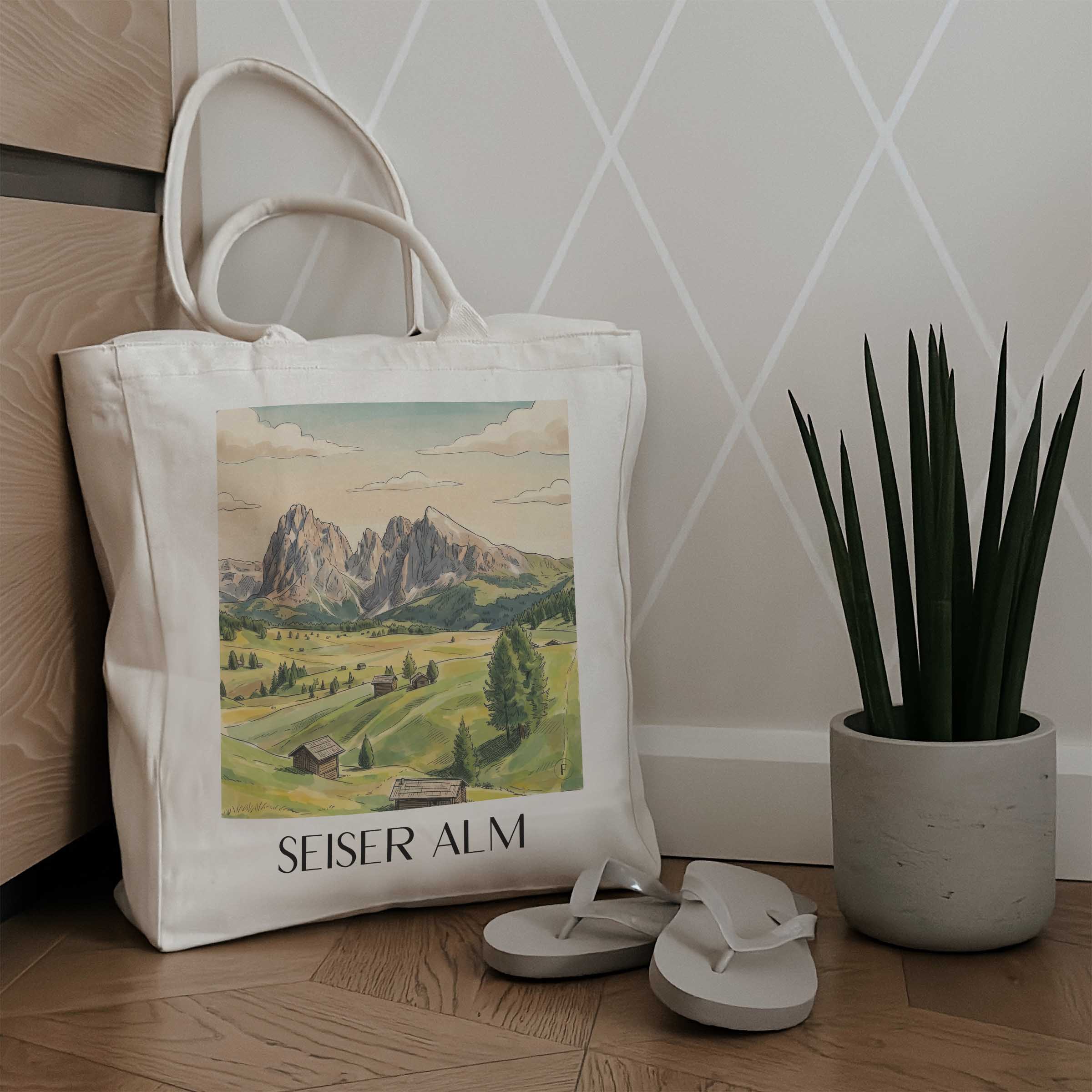 seiser-alm-dolomiten-italien-einkaufstasche-aquarell