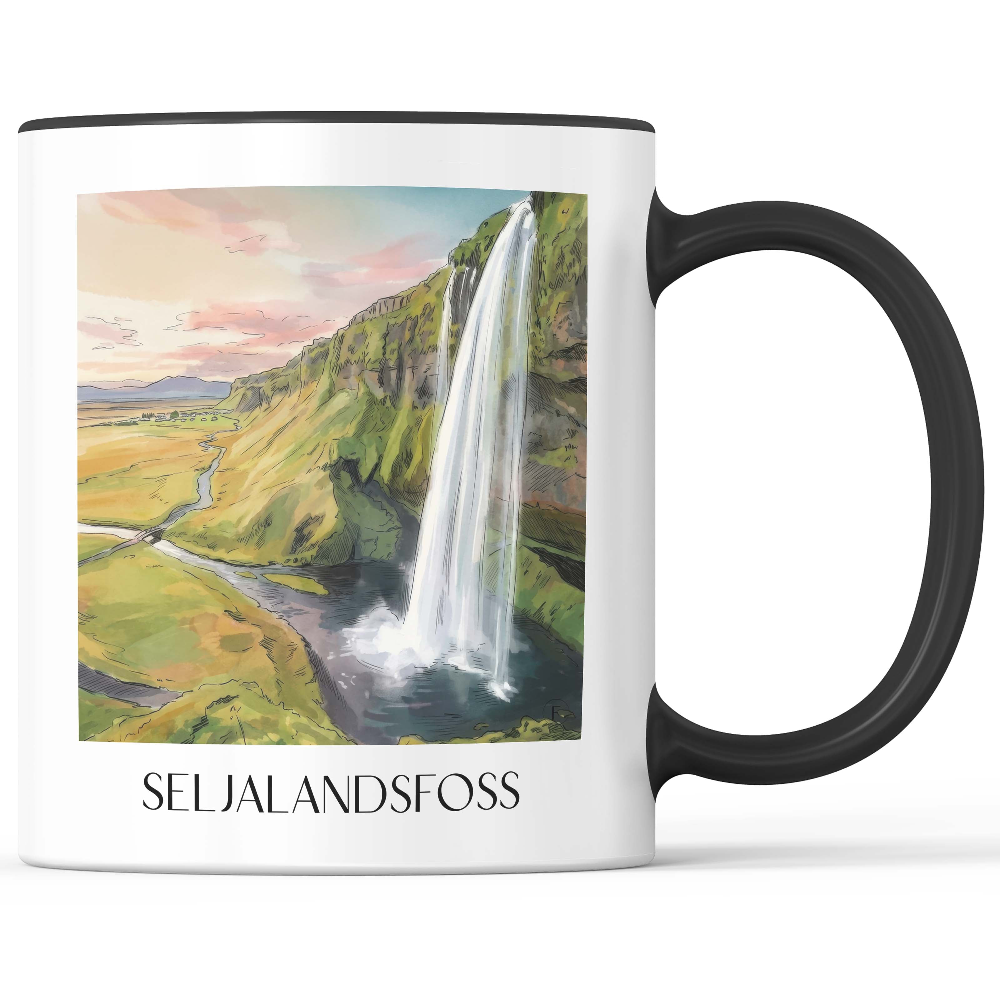 seljalandsfoss-island-kaffeebecher-aquarell
