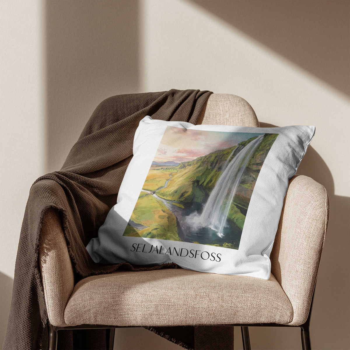 seljalandsfoss-island-island-kissenbezug-aquarell