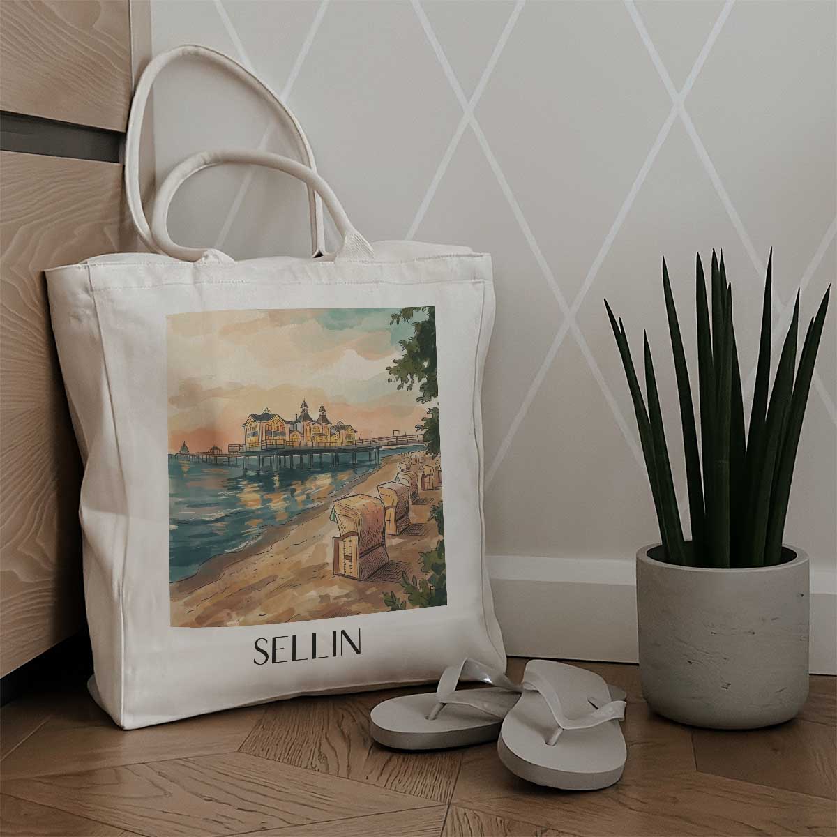 sellin-rügen-deutschland-einkaufstasche-aquarell