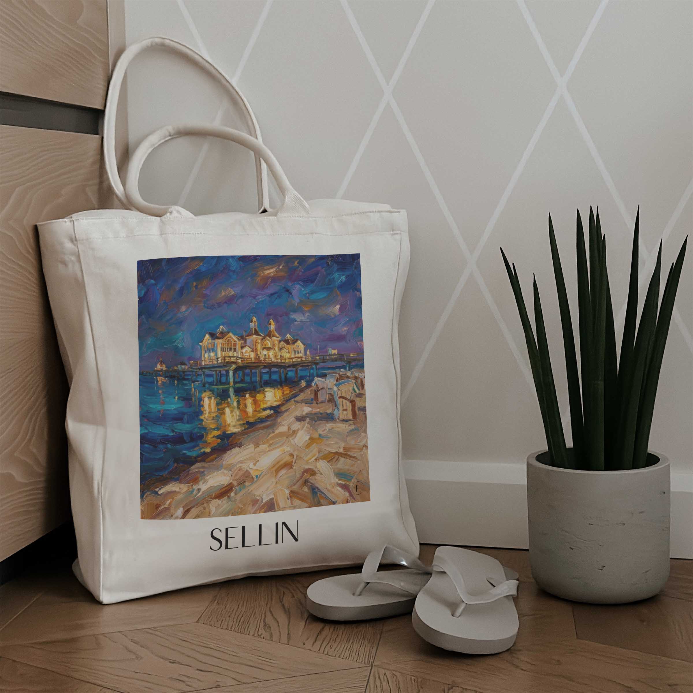 sellin-rügen-deutschland-einkaufstasche-oil-painting-oelgemaelde